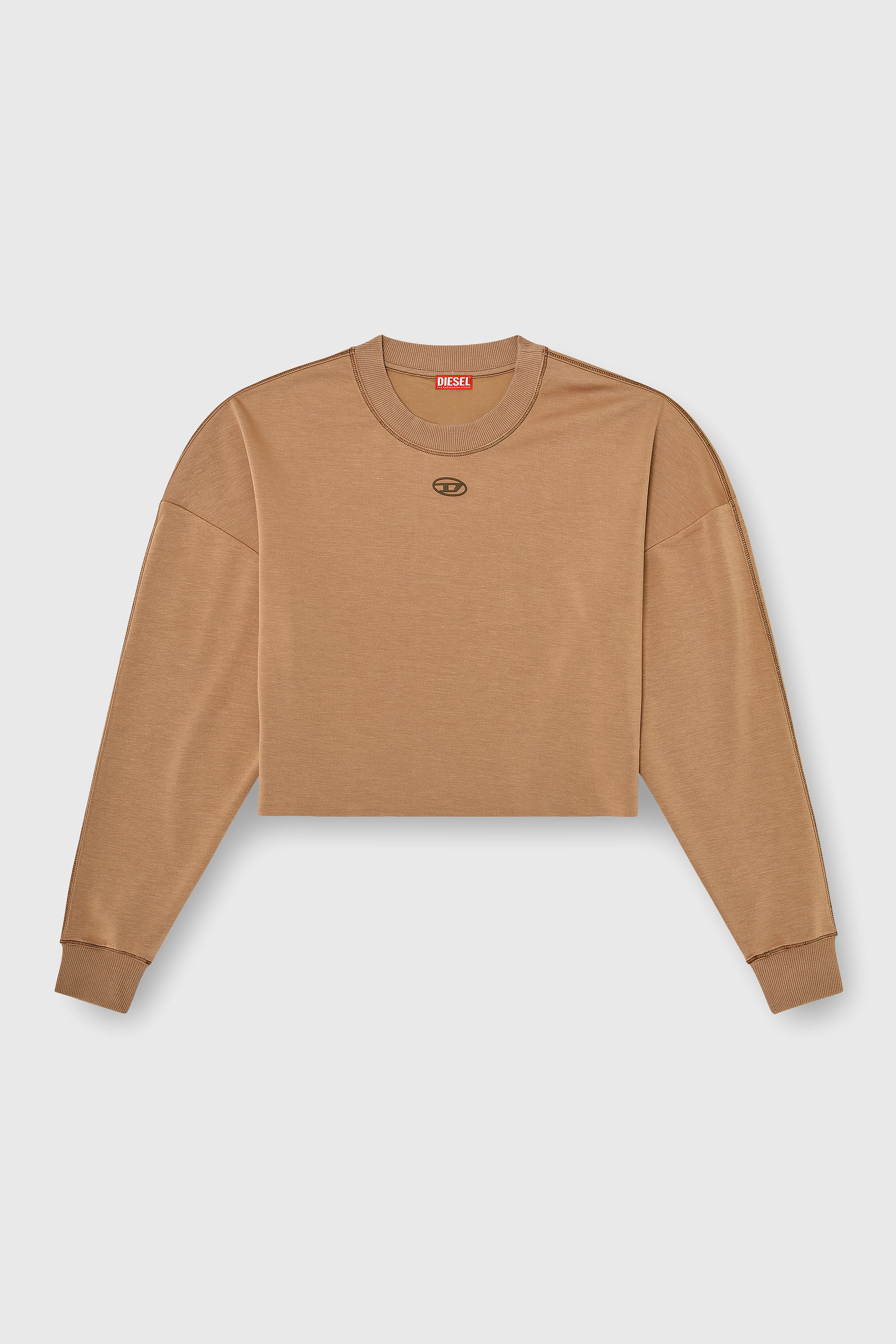 Diesel - BLAKE-UTLT, Crop top in scuba leggero stretch Donna in Marrone - 2