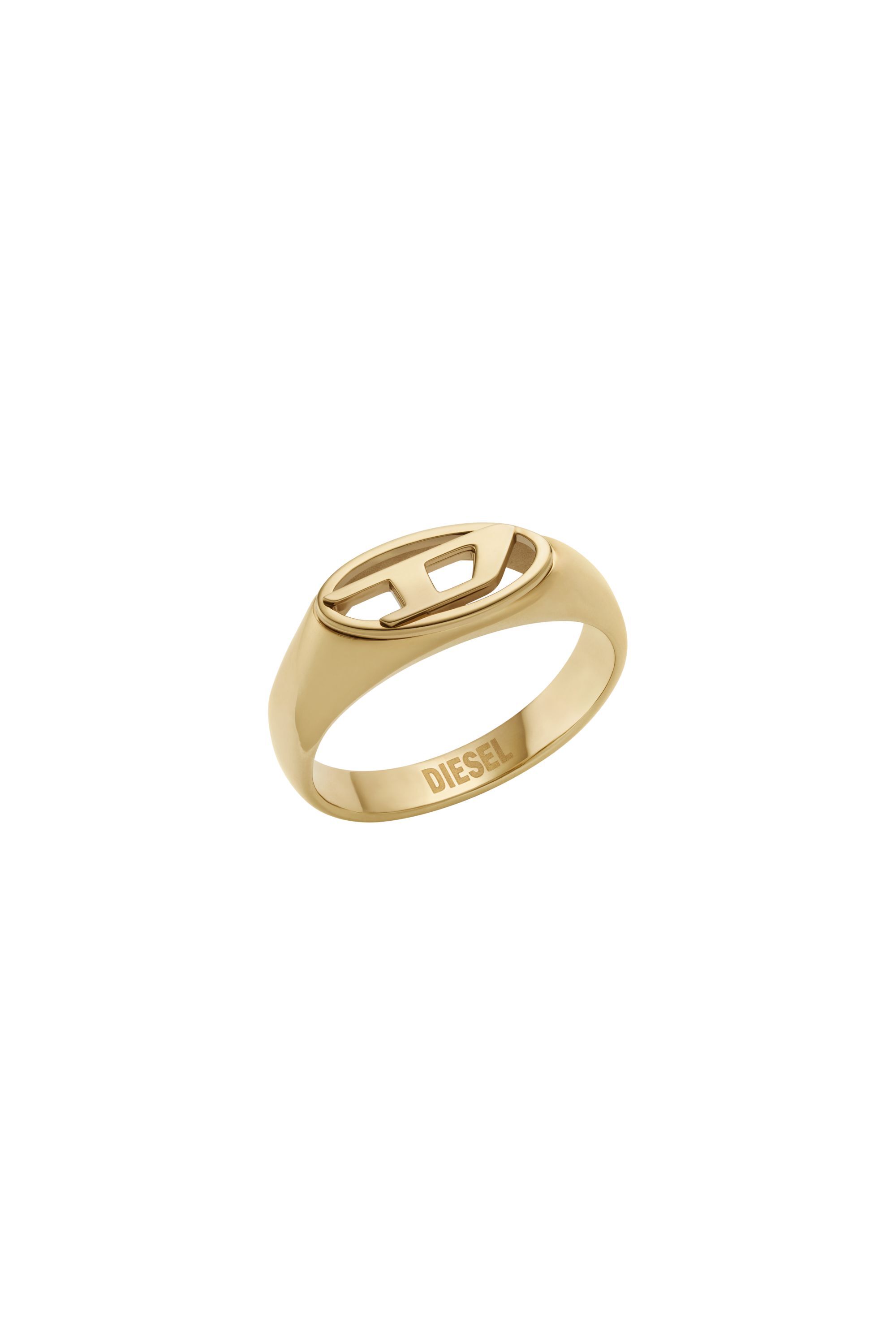 Diesel - DX1588710 JEWEL, Anello con sigillo in acciaio inossidabile color oro Unisex in Oro - 1