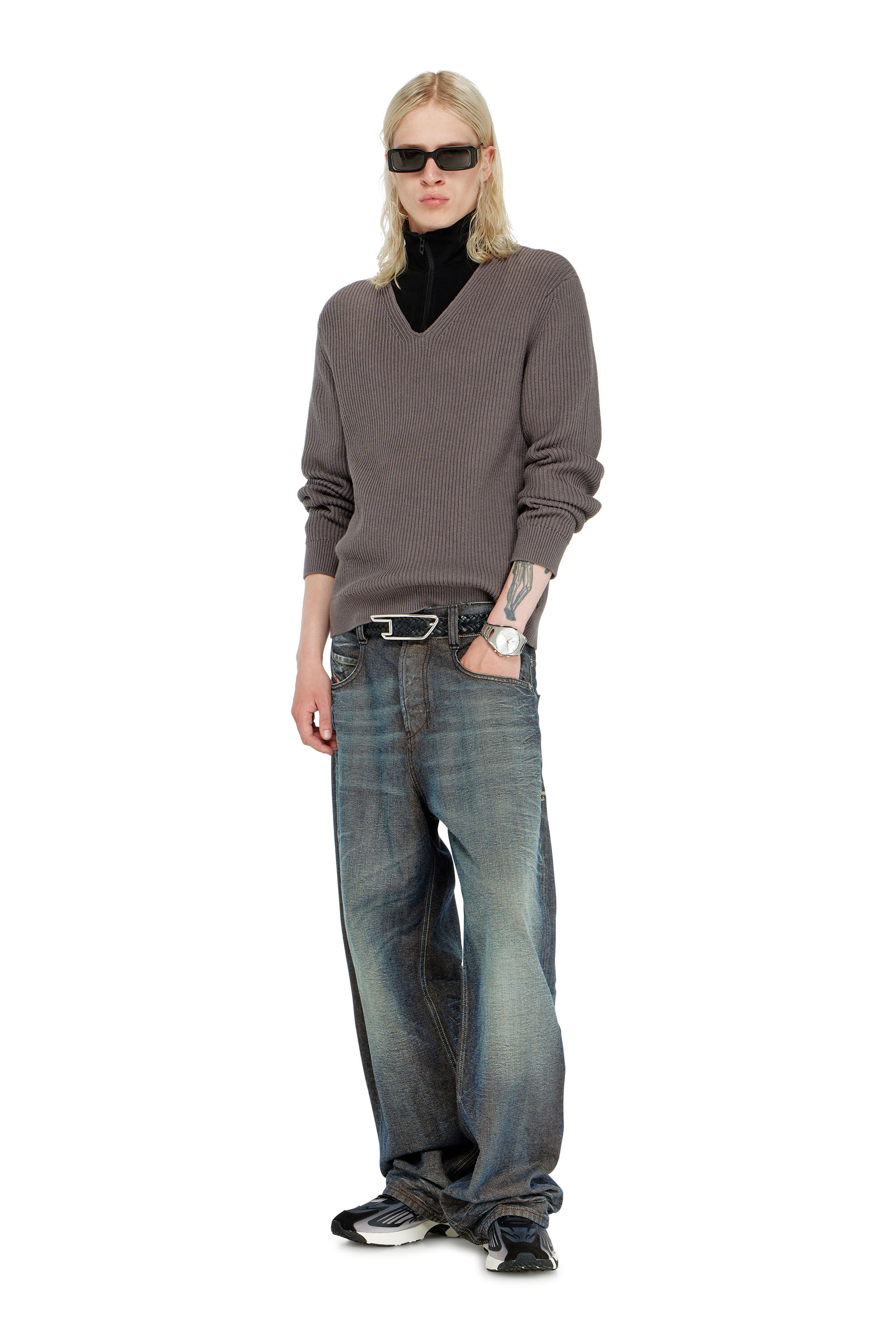 Diesel - K-MAMU, Pullover mezza zip con collo a strati Uomo in Multicolor - 1