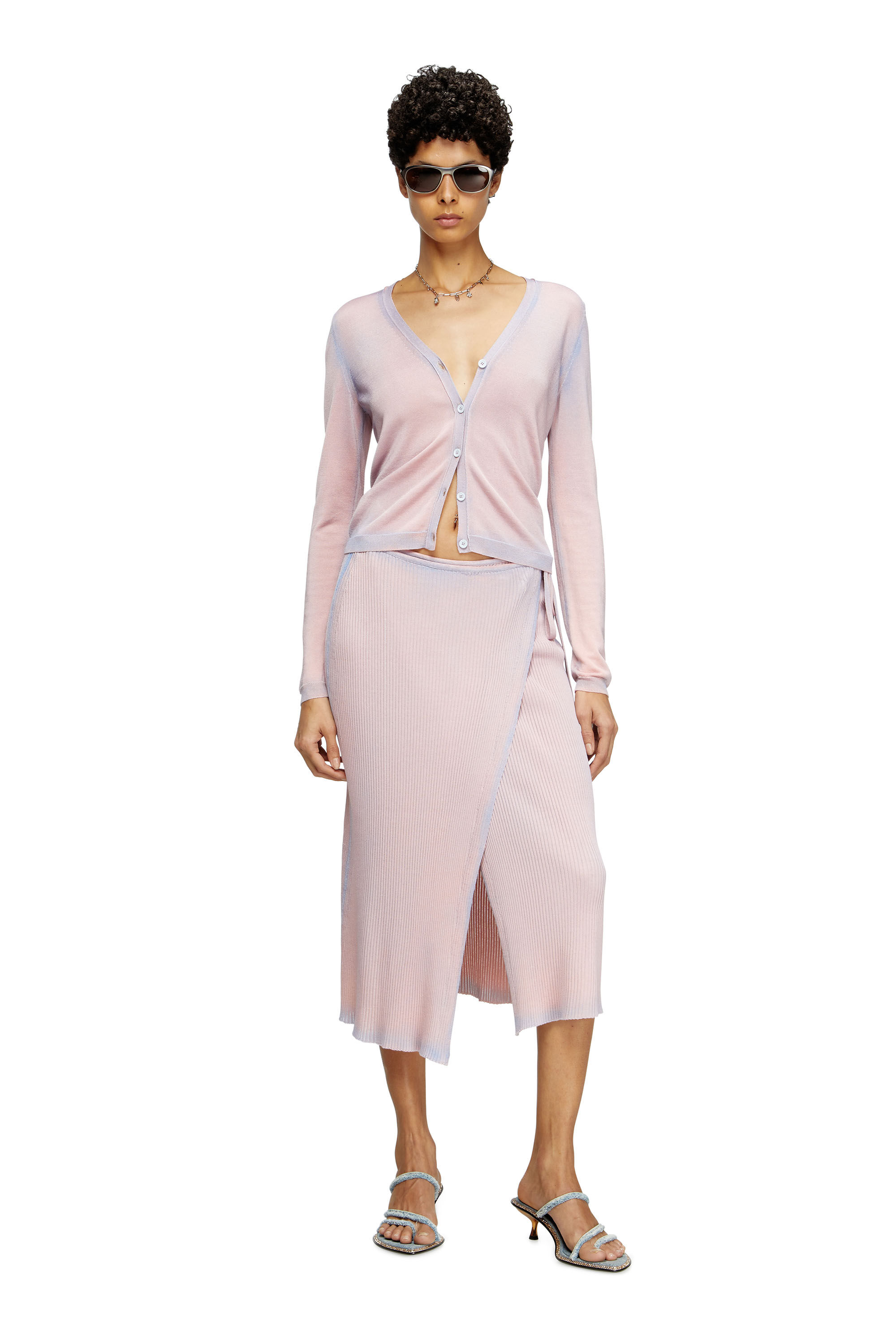 Diesel - M-VIGO, Gonna a portafoglio a coste vanisé Donna in Rosa - 1