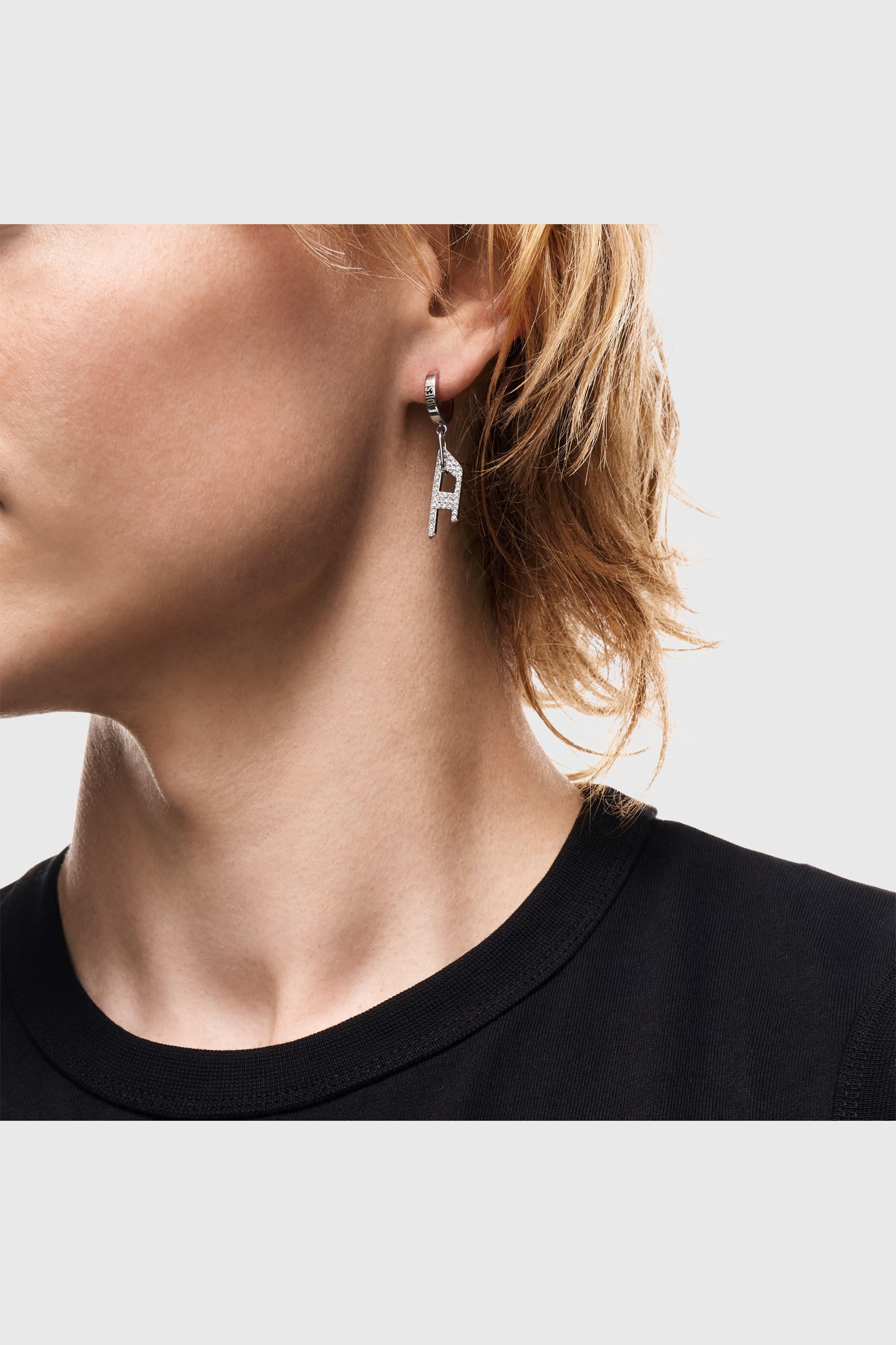 Diesel - DX1706040 JEWELLERY, Orecchino pendente D drop in acciaio inox lucido Unisex in Argento - 4