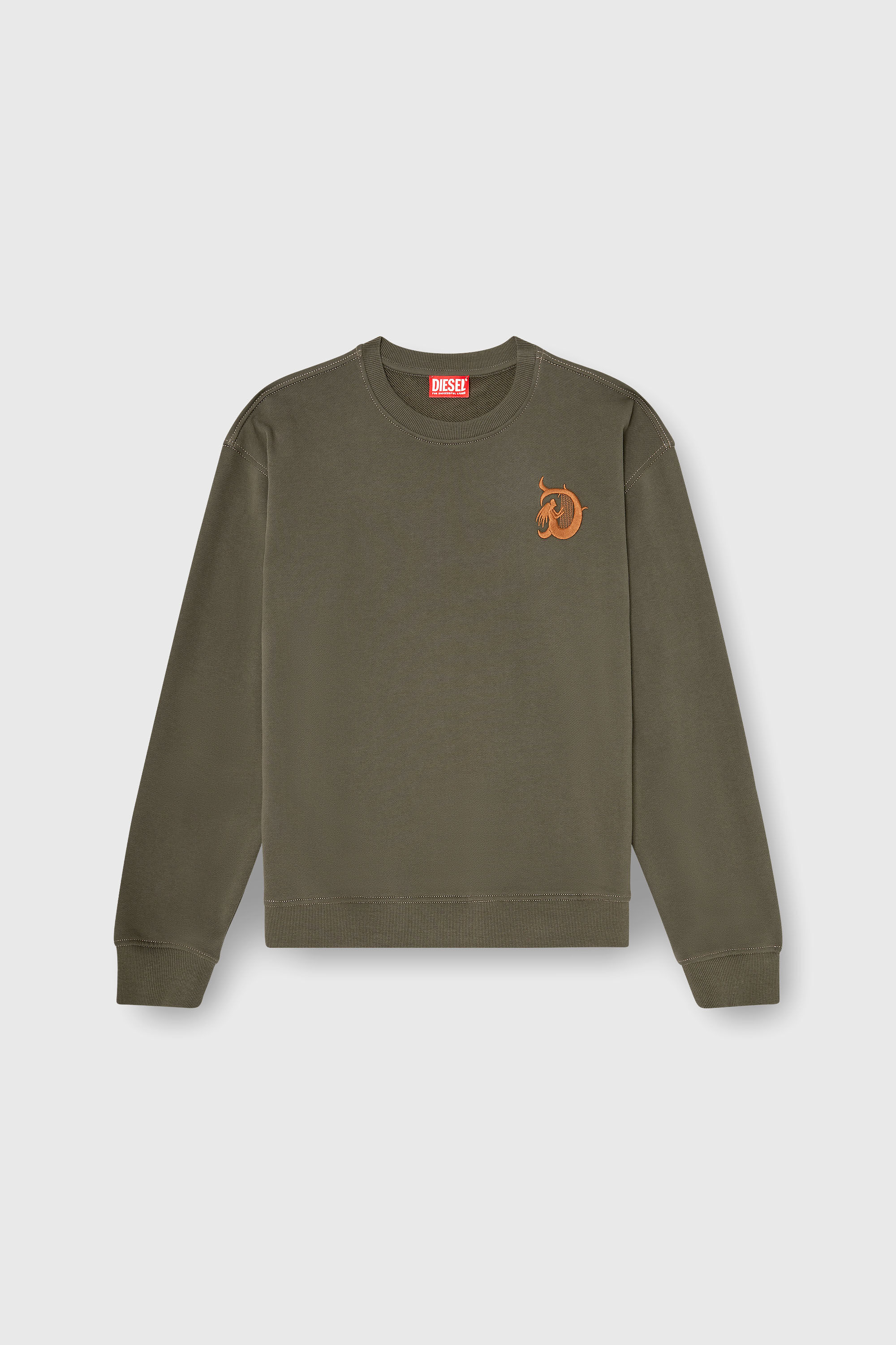 Diesel - S-NORM-AA4, Felpa con ricamo e stampa flock Uomo in Verde - 2