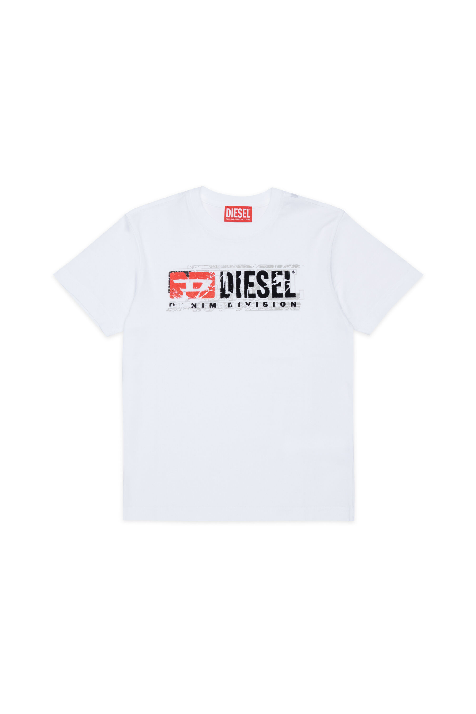 Diesel - TLOMIX, T-shirt con stampa logo distressed Uomo in Bianco - 1
