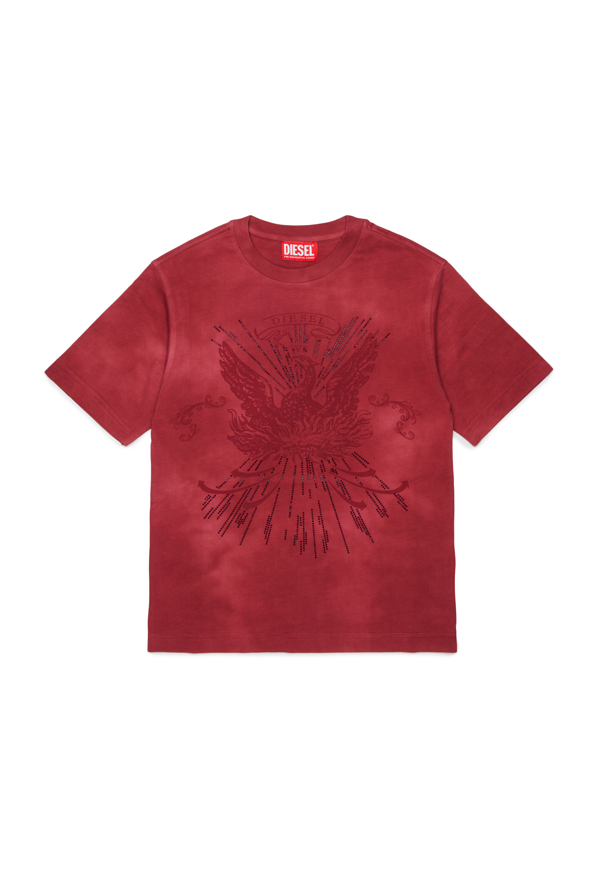 Diesel - TFIN OVER, T-shirt con motivo fenice decorato Uomo in Rosso - 1