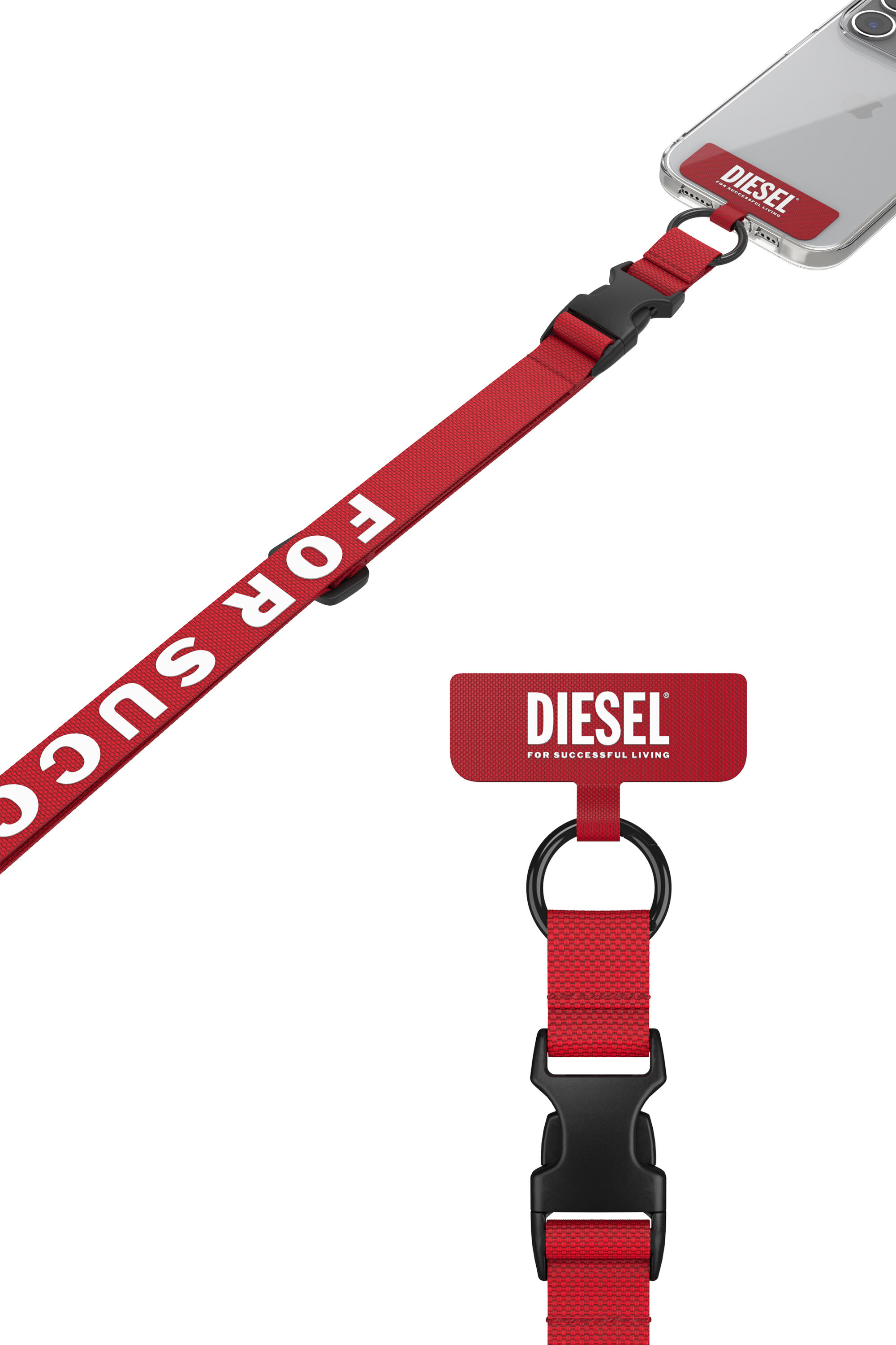 Diesel - 52945 UNIVERSAL NECKLACE, Cordino universale portasmartphone Unisex in Rosso - 4