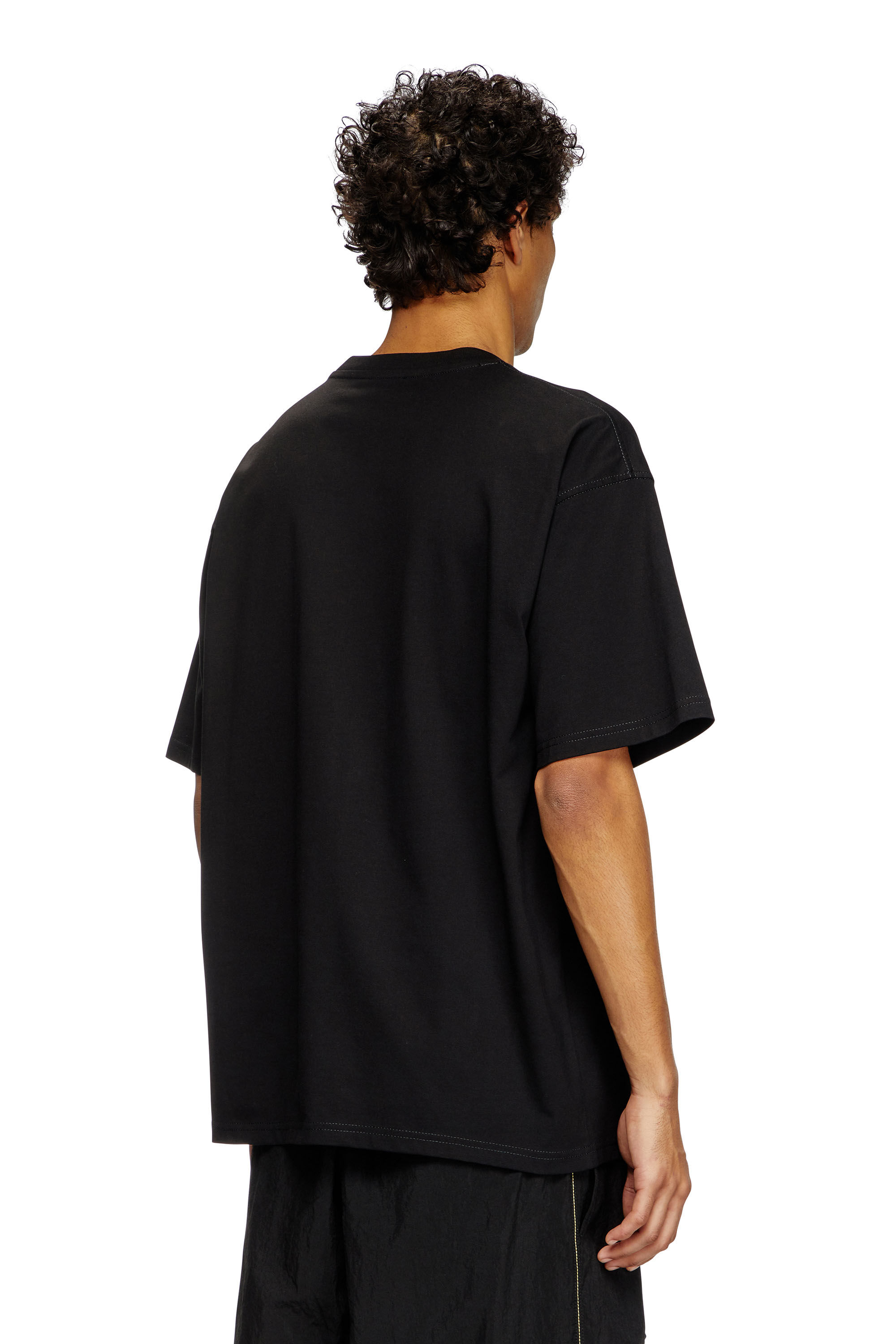 Tシャツ・カットソー DIESEL Men T-shirt Black A167070QIAM 9XX Men's T-shirt with puffy flocked logo | Black | Diesel