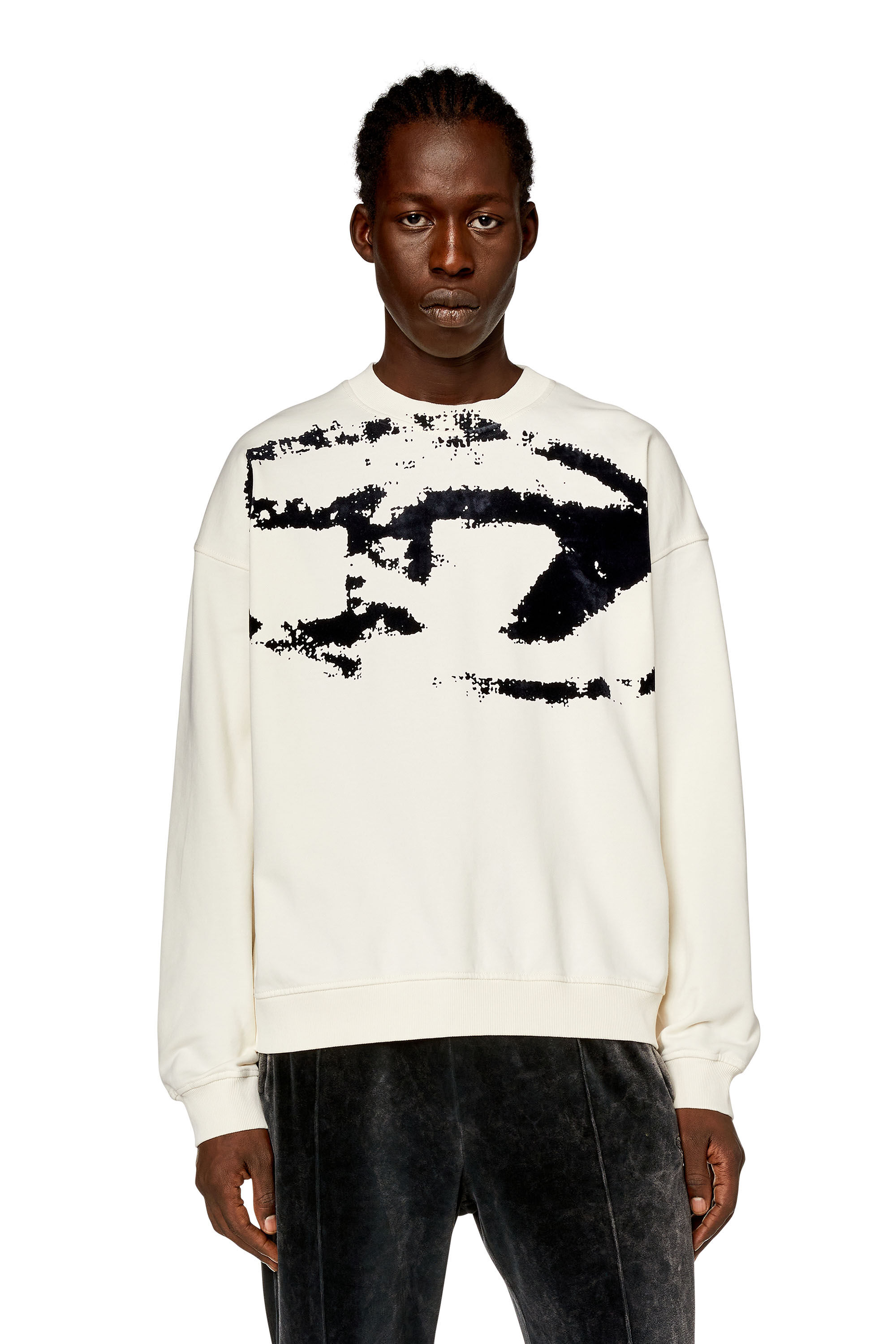 Felpa con stampa distressed floccata Uomo S BOXT N5 Diesel
