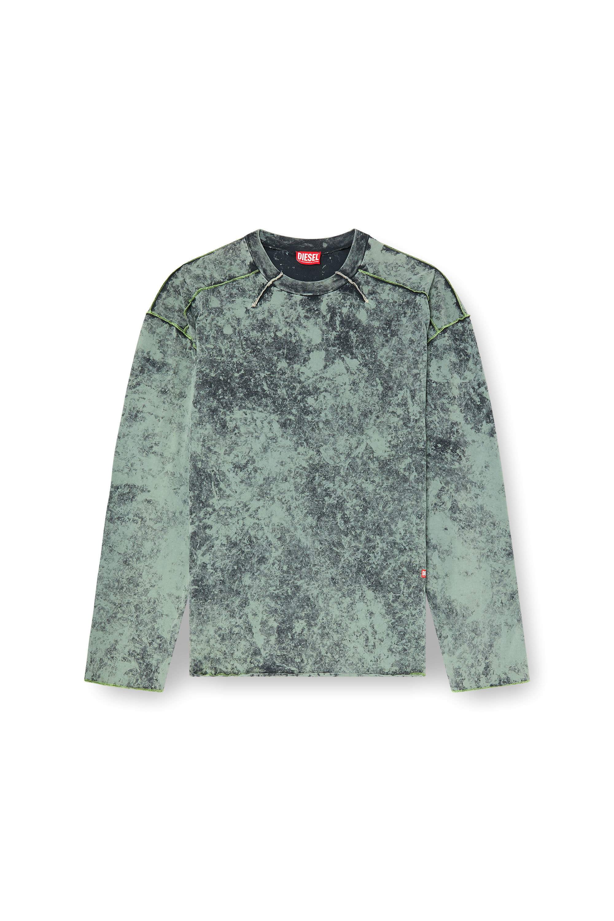 Diesel - T-CRAHOR-LS-R1, T-shirt a maniche lunghe trattata Uomo in Verde - 2
