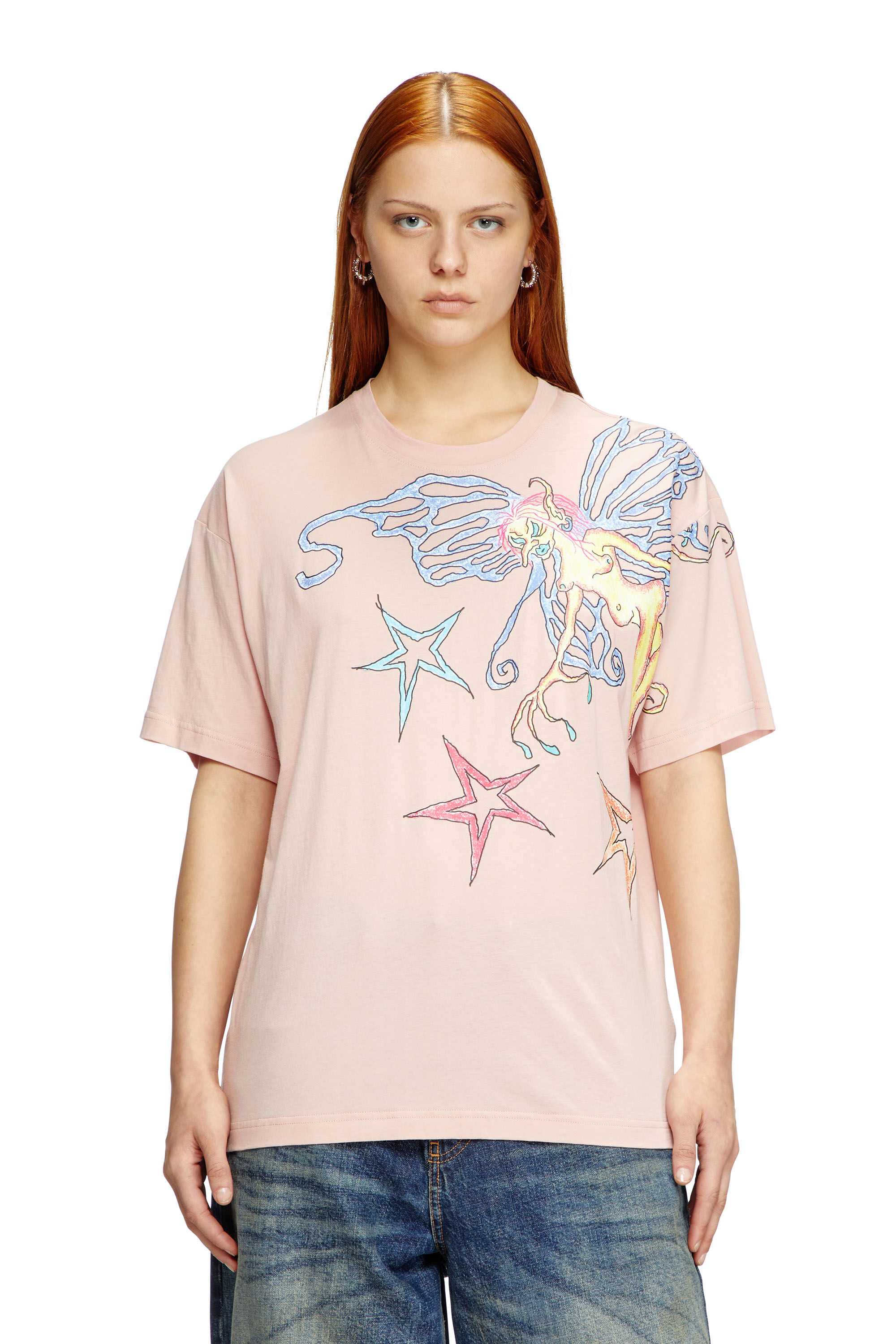 Diesel - T-BUXT-Q1, T-shirt con stampa grafica Donna in Rosa - 3