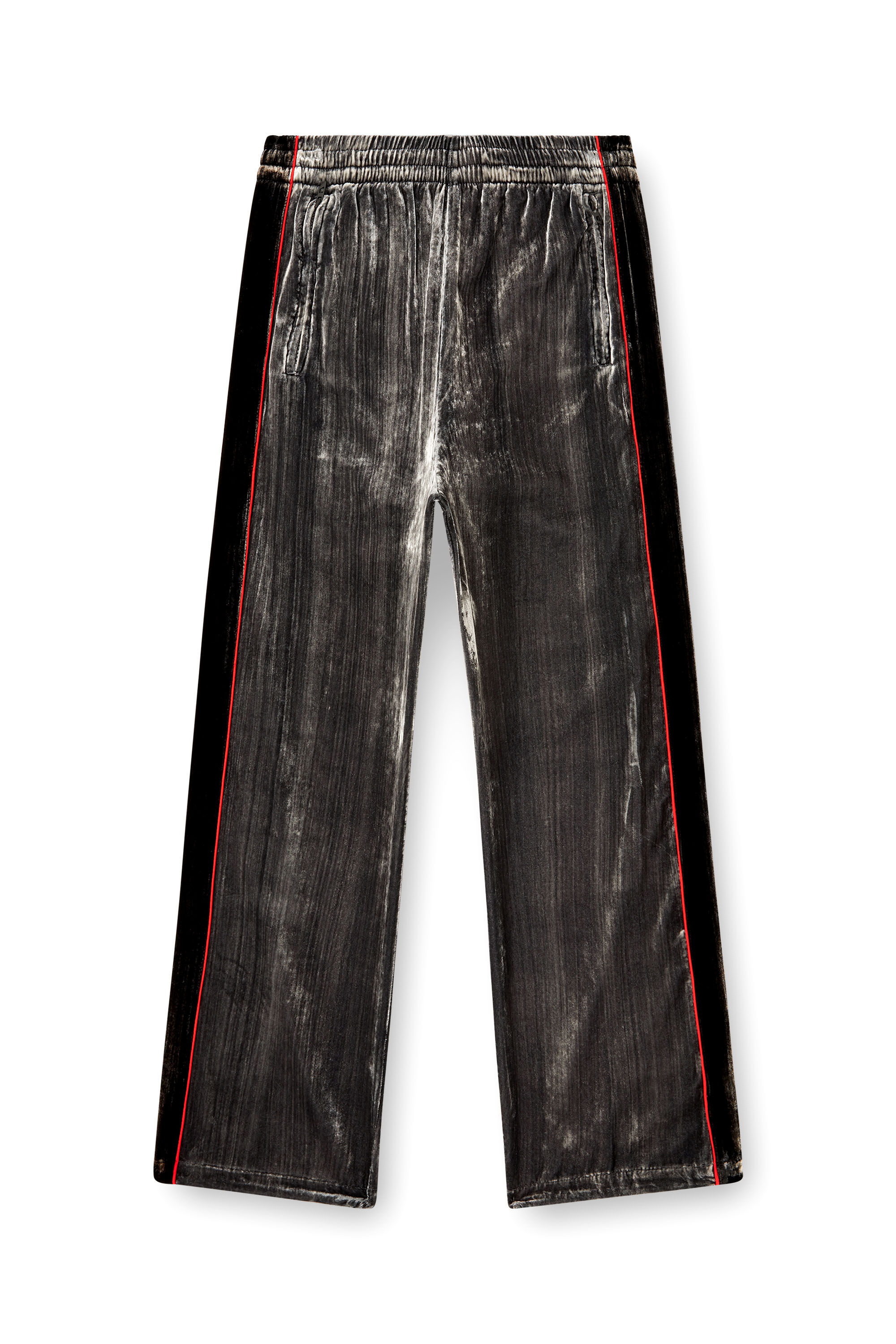 Diesel - P-HAY, Pantaloni tuta in velluto distressed Uomo in Grigio - 2