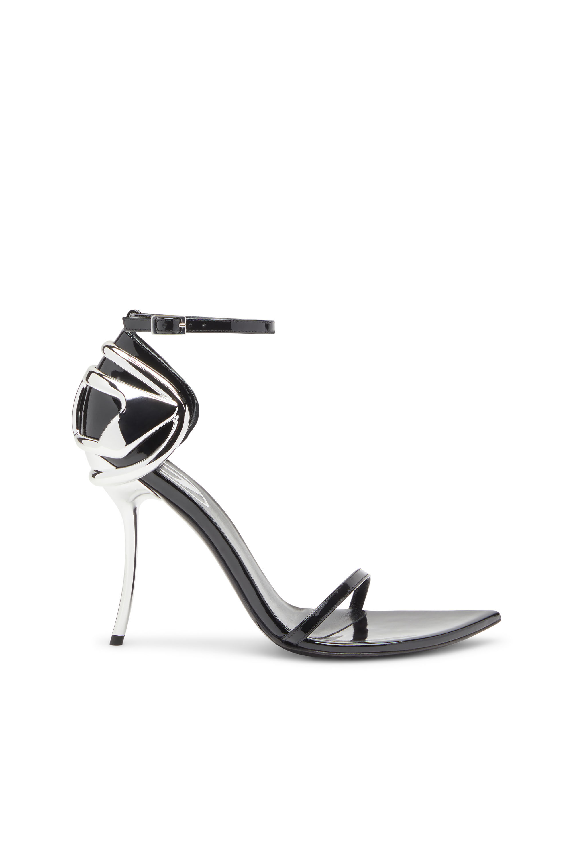 Diesel - D-TEN&HALF SANDAL, D-Ten&Half-Sandalo a stiletto in vernice e raso Donna in Nero - 1