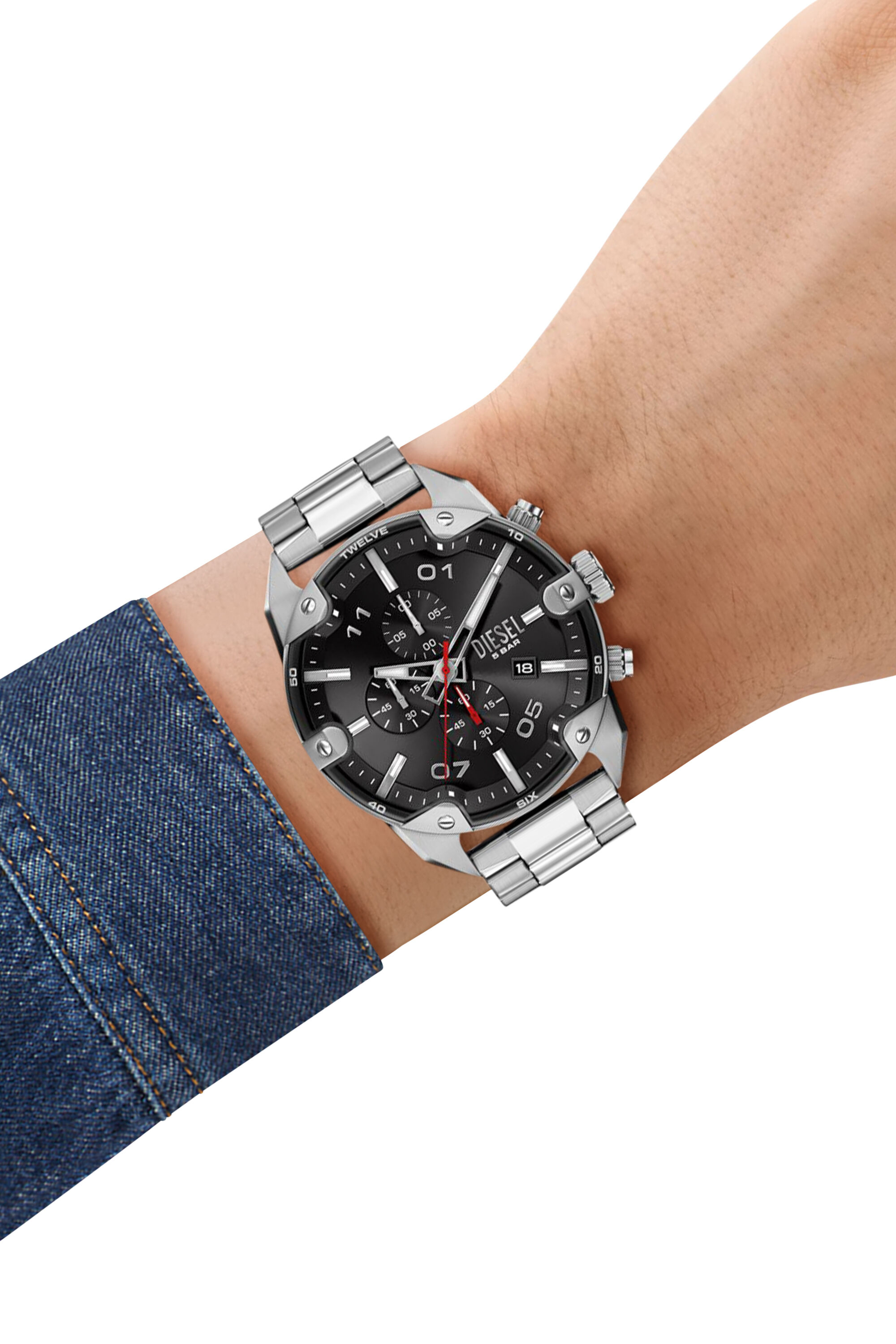 Men's Spiked Stainless Steel Watch | Silver | Diesel
