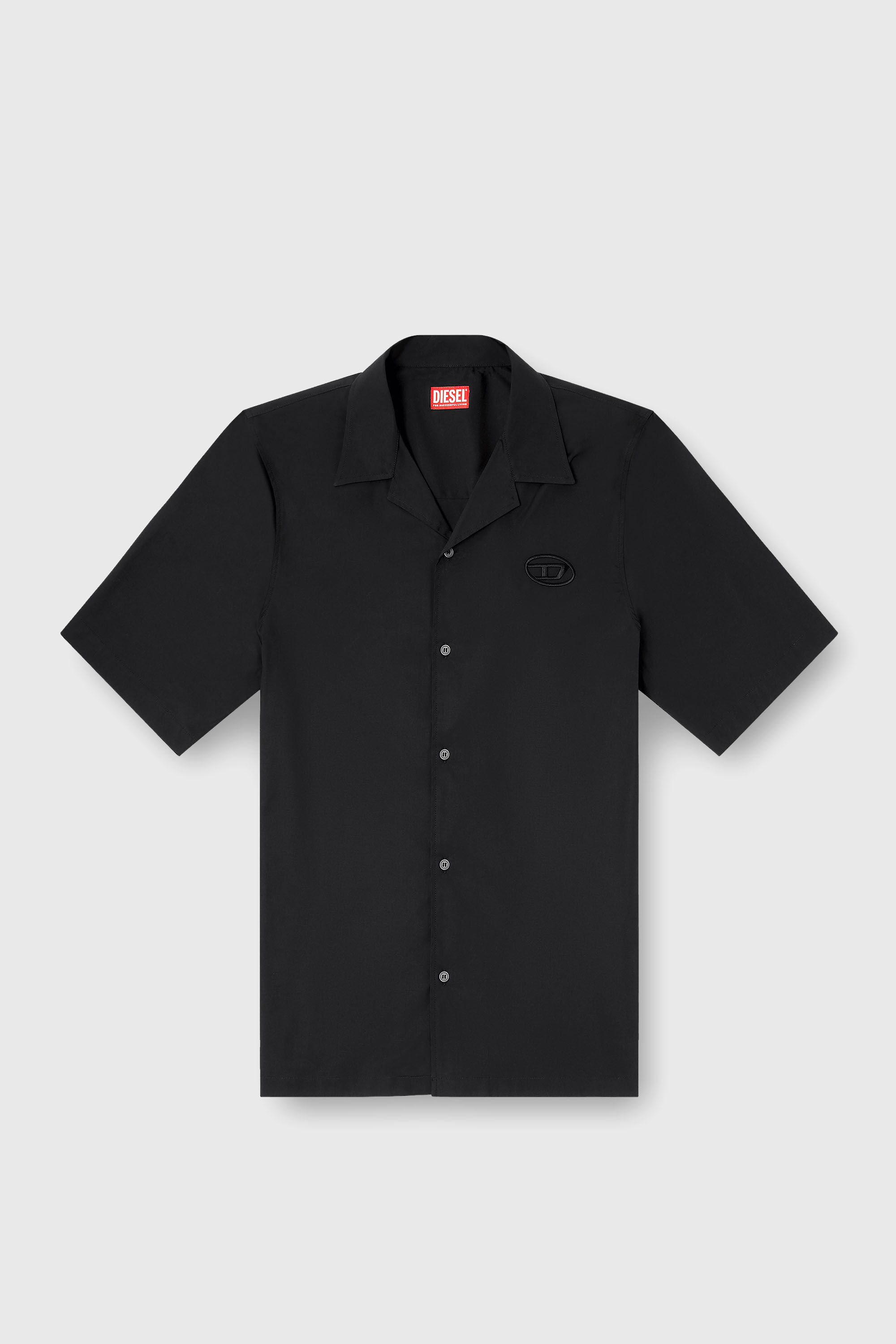 Diesel - S-MAC-GSBH, Camicia in popeline elasticizzato con ricamo Oval D Uomo in Nero - 2