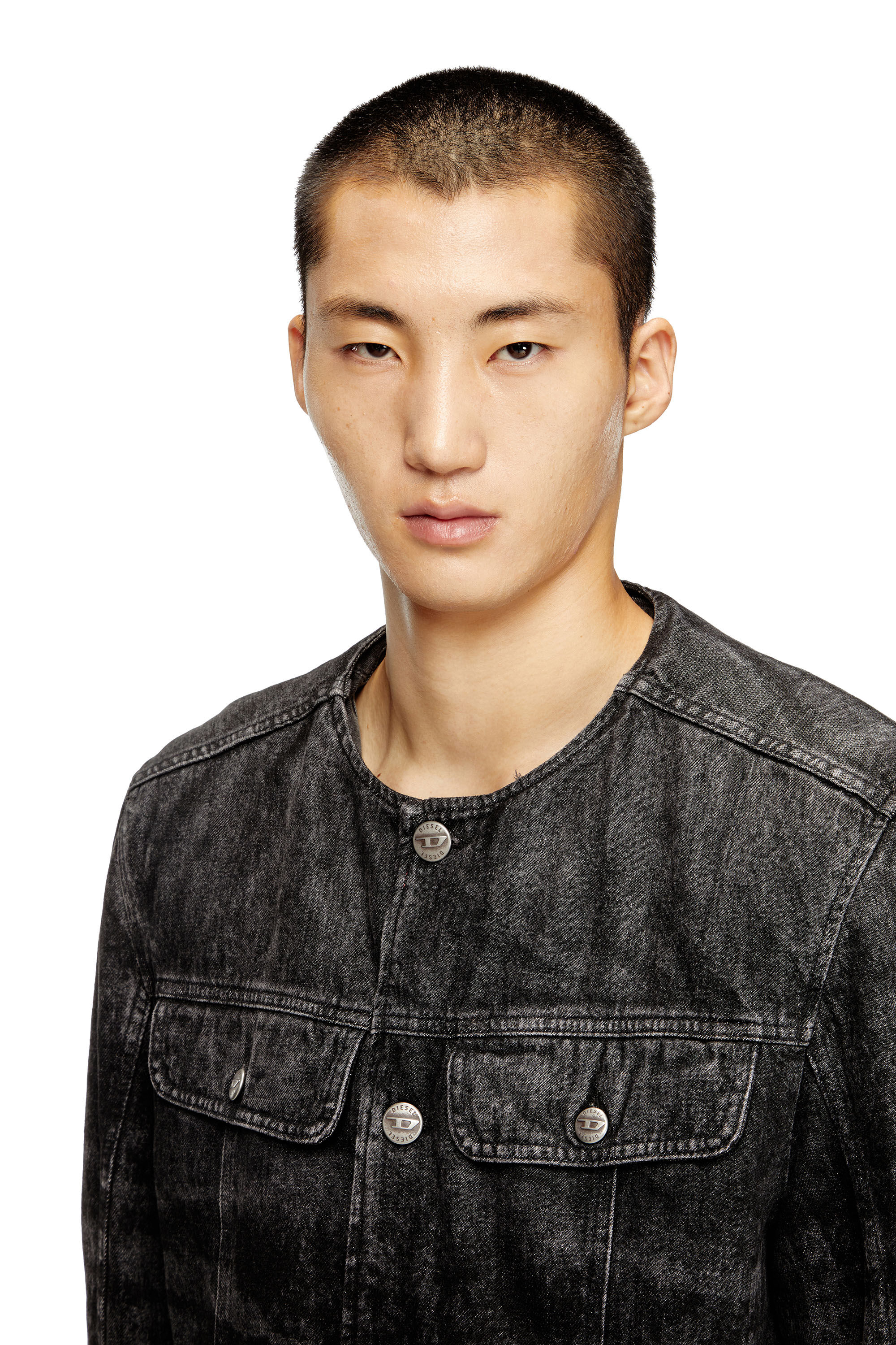 Diesel - D-ABERDEEN-FSH2, Giacca in denim e canapa laserato Uomo in Nero - 5