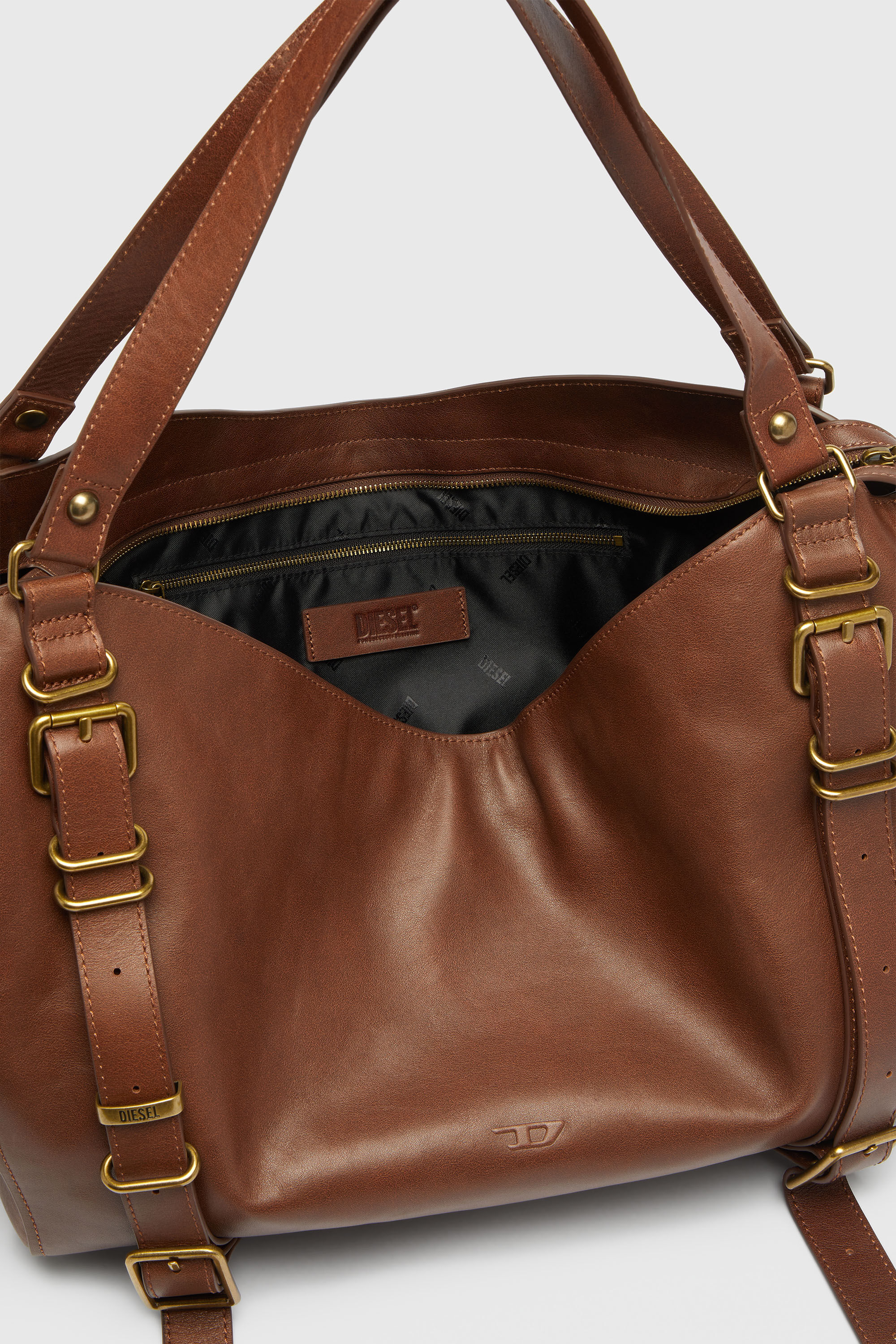 Diesel - D-ONE TOPHANDLE L, D-One-Borsa grande a mano in pelle trattata Unisex in Marrone - 4