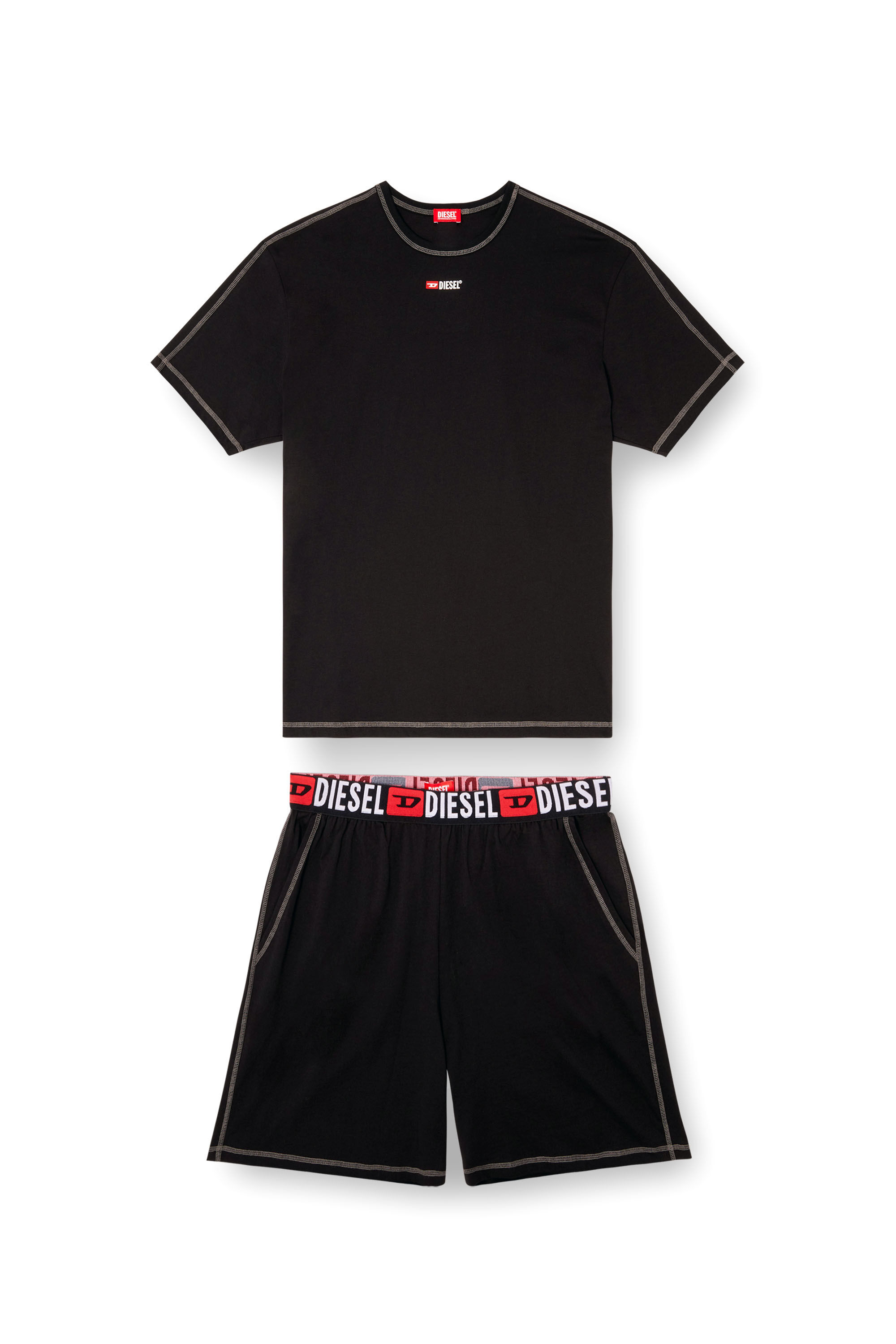 Diesel - SET-ADAM-D-CORE, Pigiama corto in jersey di cotone Uomo in Nero - 2