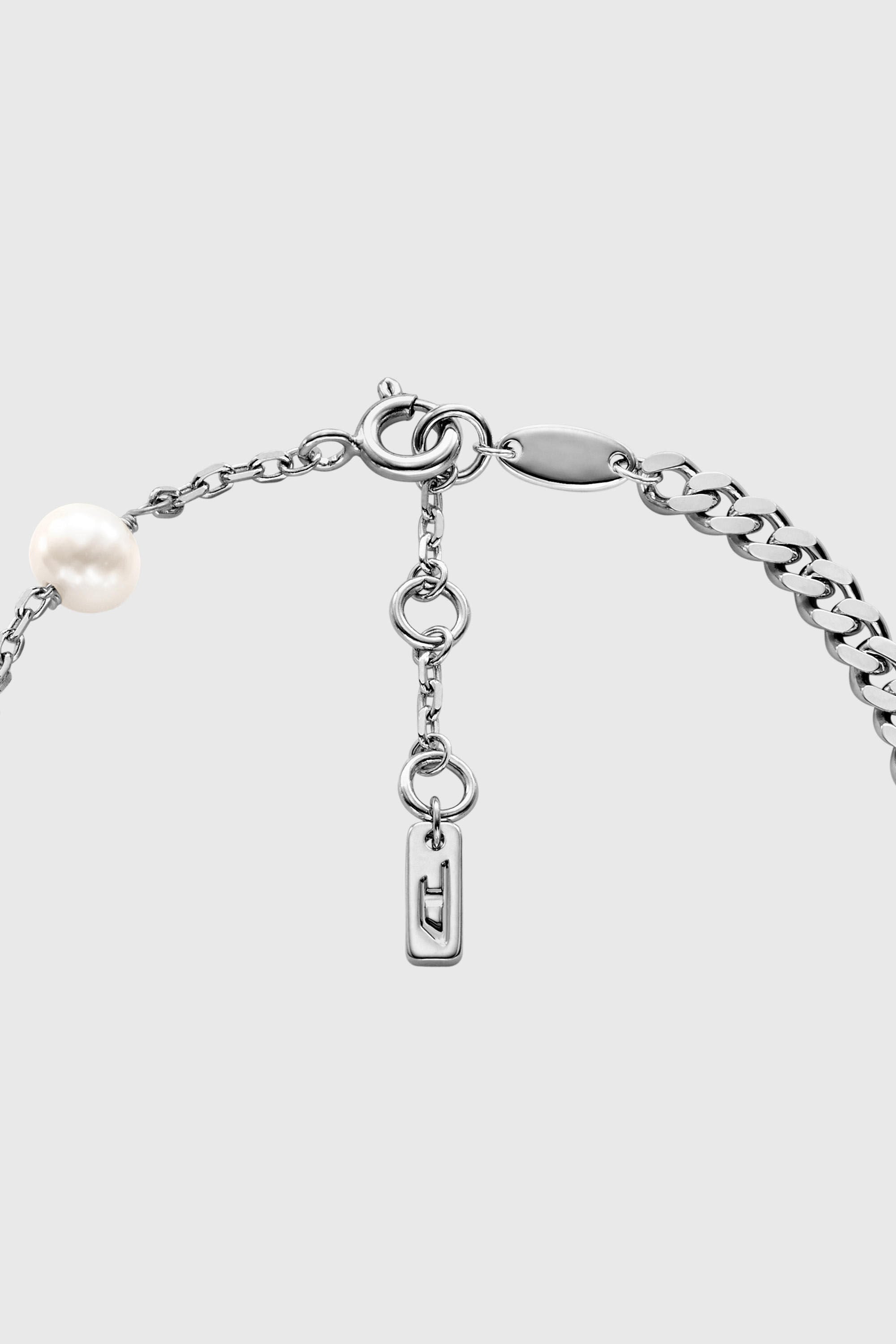 Diesel - DL1372040, Unisex's Sterling silver and pearl chain bracelet in Silver - 2