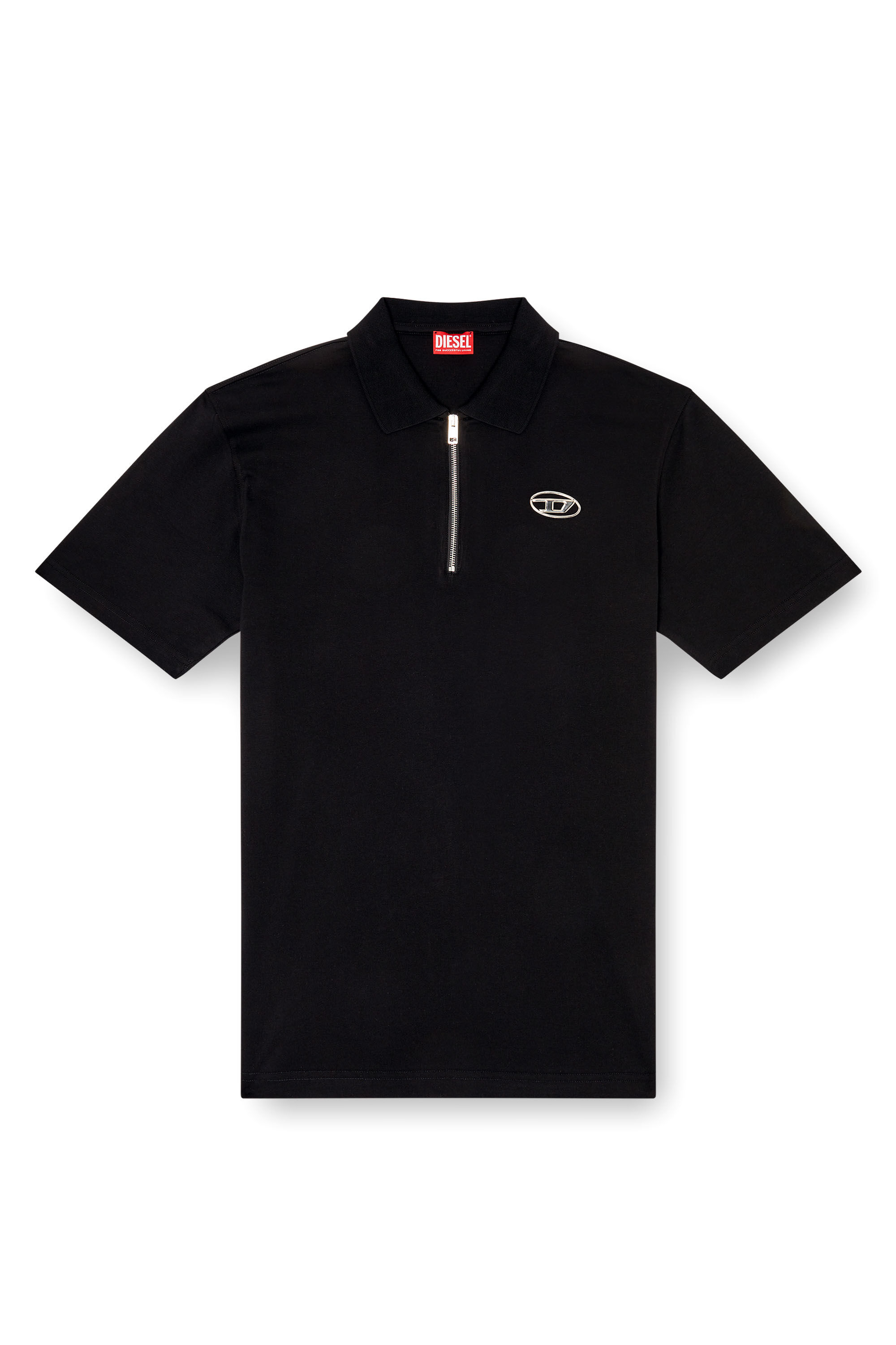 Diesel - T-VOR-OD, Polo con zip e con Oval D laserata Uomo in Nero - 2