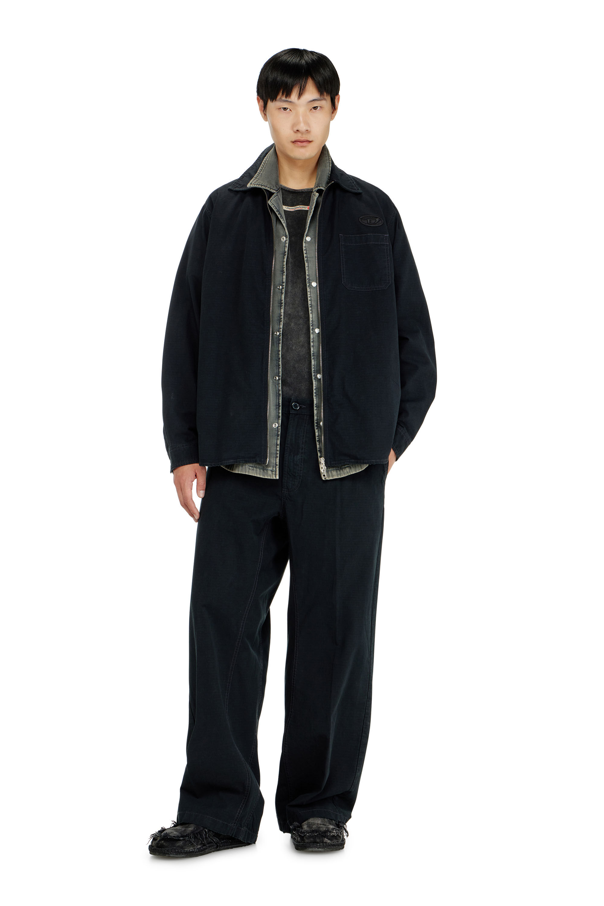 Diesel - S-ALIAS-ZIP, Camicia in ripstop con chiusura a zip Uomo in ToBeDefined - 1