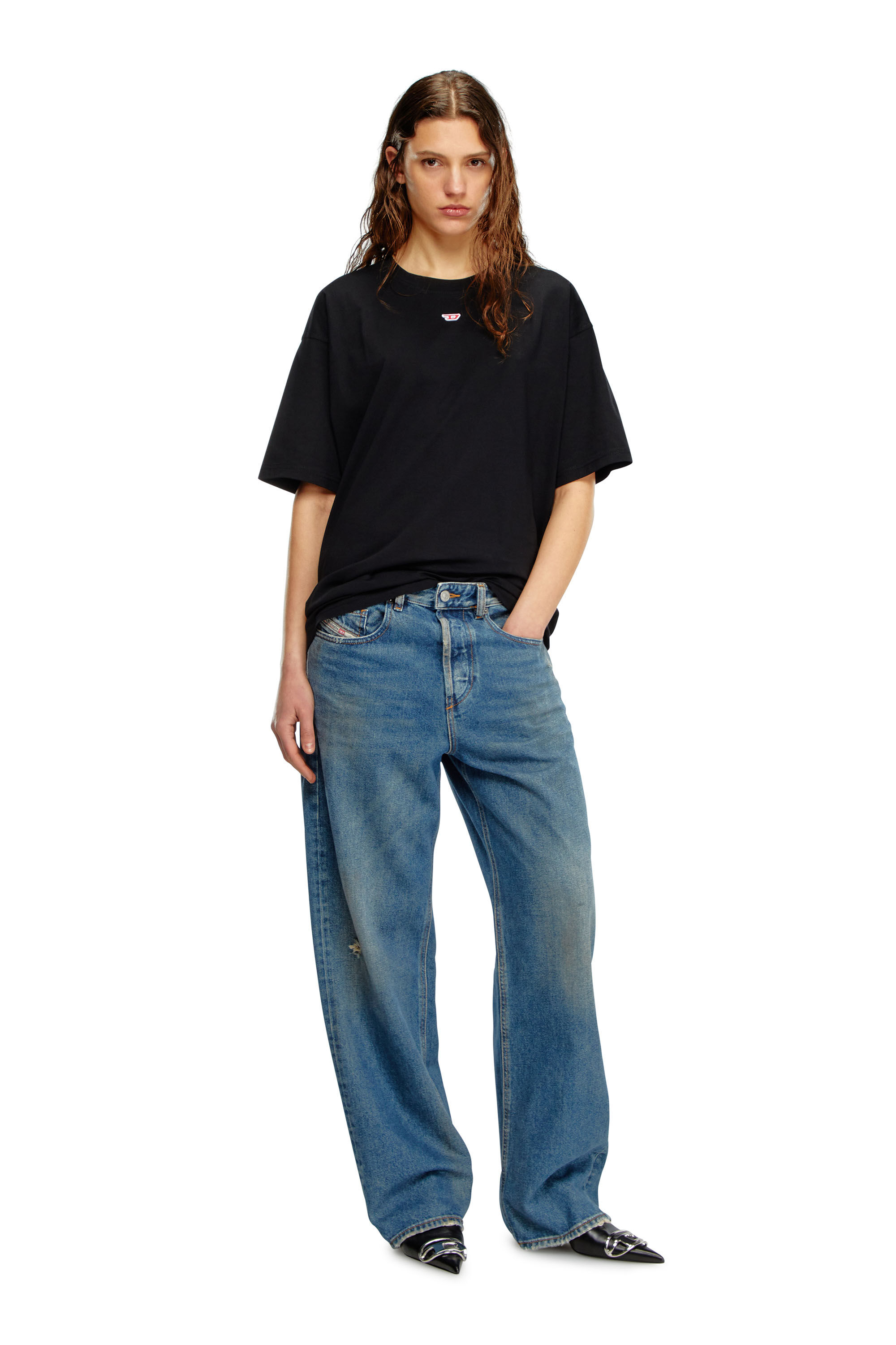 Diesel - T-BOXT-D, T-shirt con patch D ricamato Unisex in Nero - 6