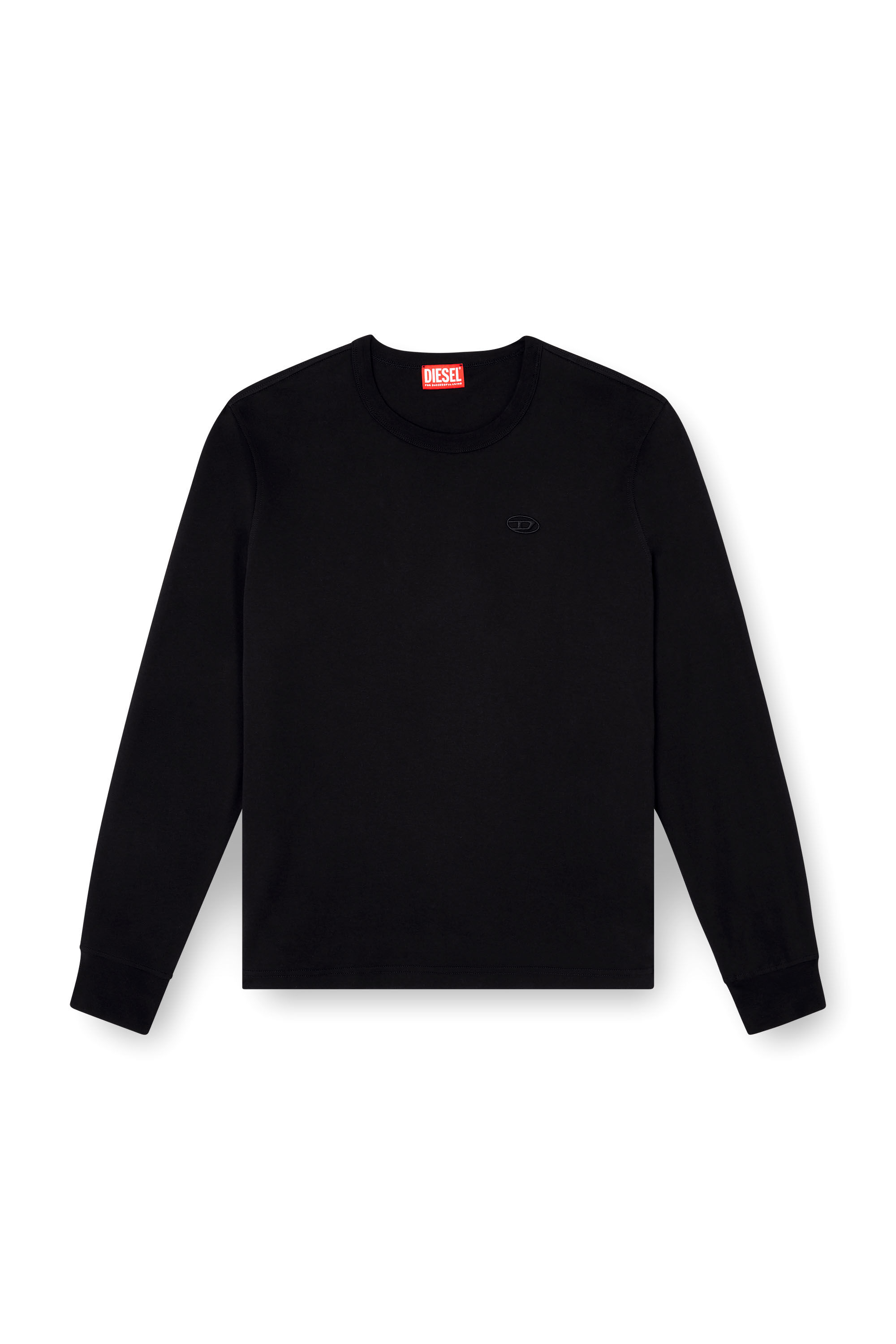 Diesel - T-ADJUST-LS-SLITS-R17, T-shirt a maniche lunghe con logo ricamato Uomo in Nero - 2