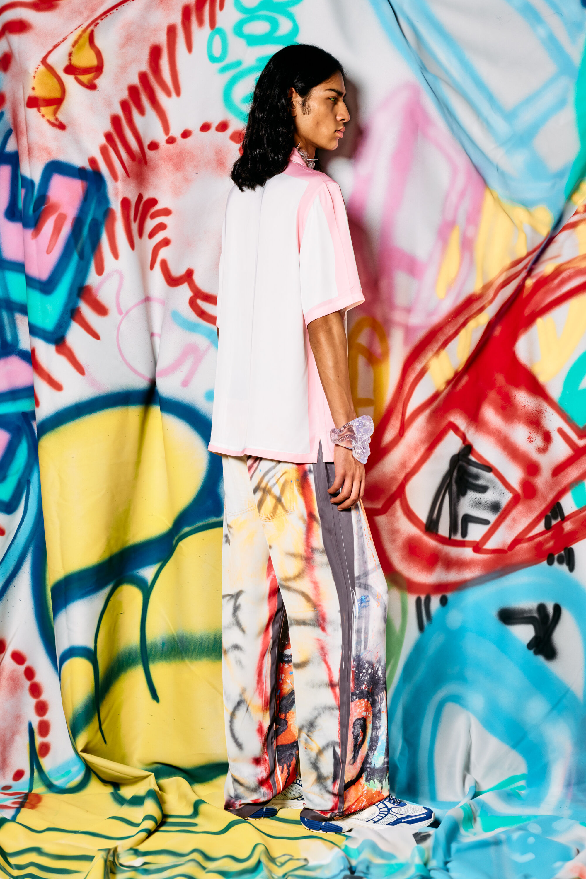 Diesel - C-PAROSHORT-GRAFFITI-FRA, Camicia bowling in raso con logo graffiti Unisex in Multicolor - 4