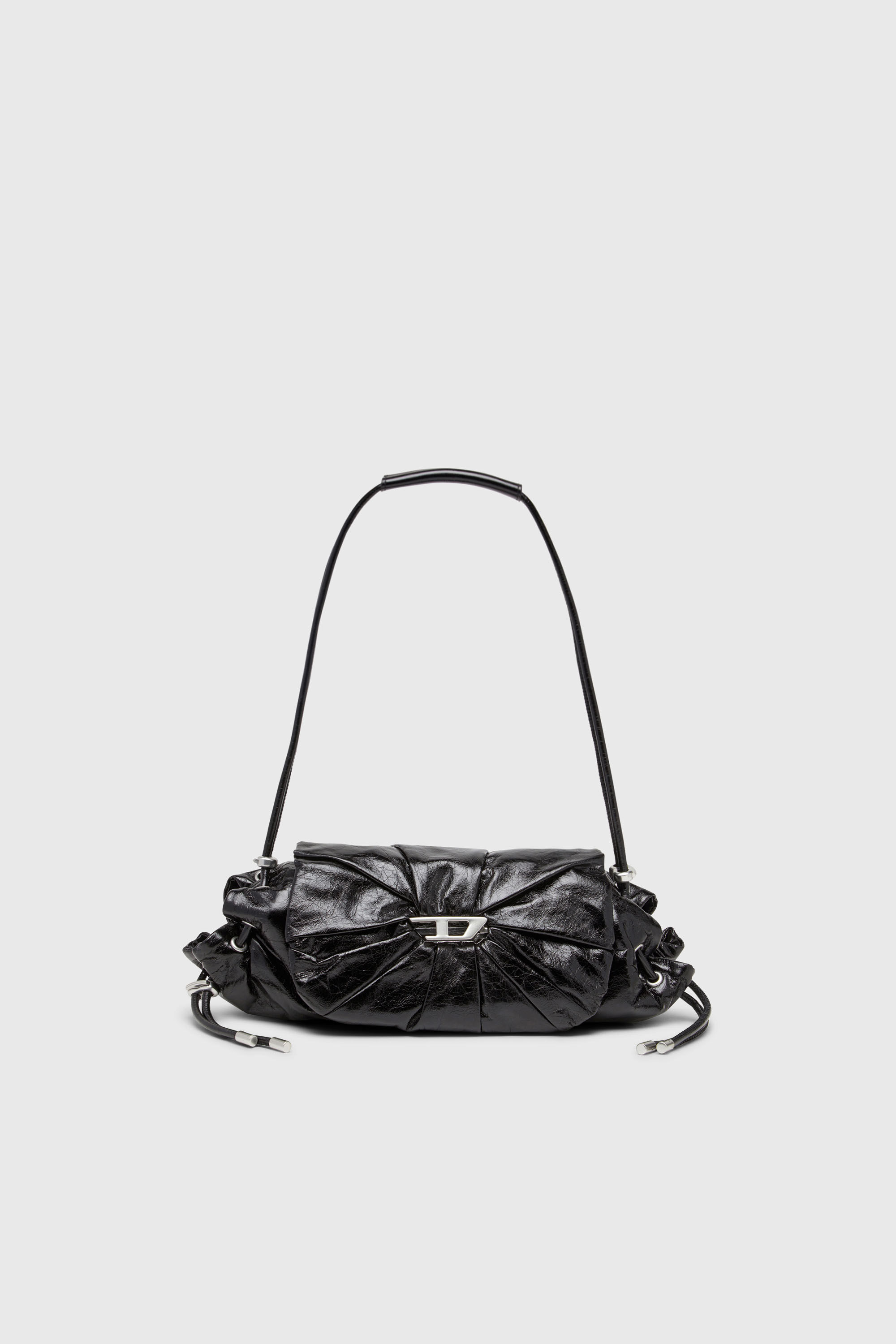 Diesel - SCRUNCH-D SHOULDER S, Scrunch-D-Borsa a spalla piccola arricciata in pelle lucida Donna in Nero - 2