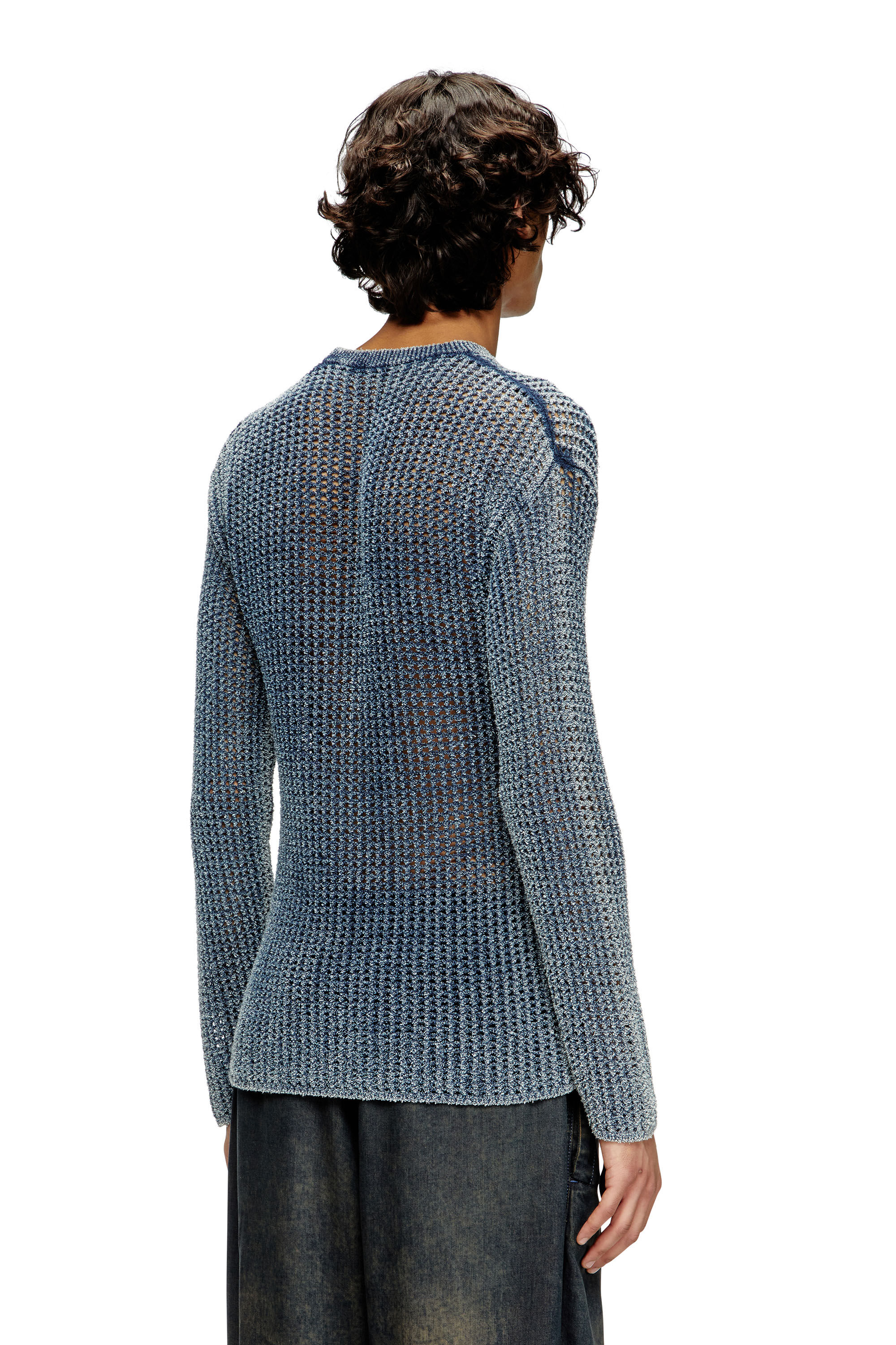 Diesel - K-REDROS, Maglia traforata in filato denim Uomo in Blu - 4