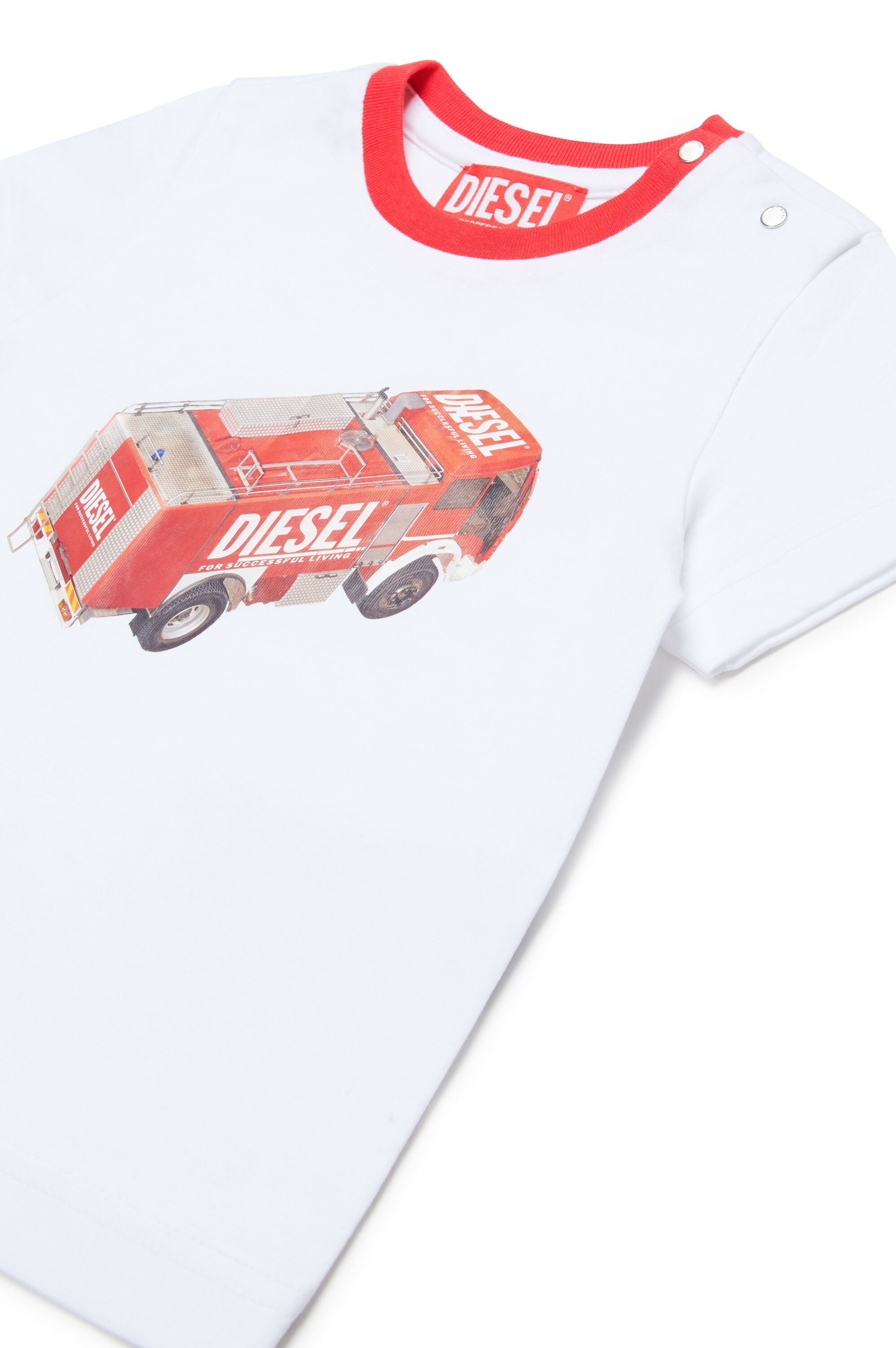 Diesel - MTAB, T-shirt con stampa di camion dei pompieri Uomo in Bianco - 3