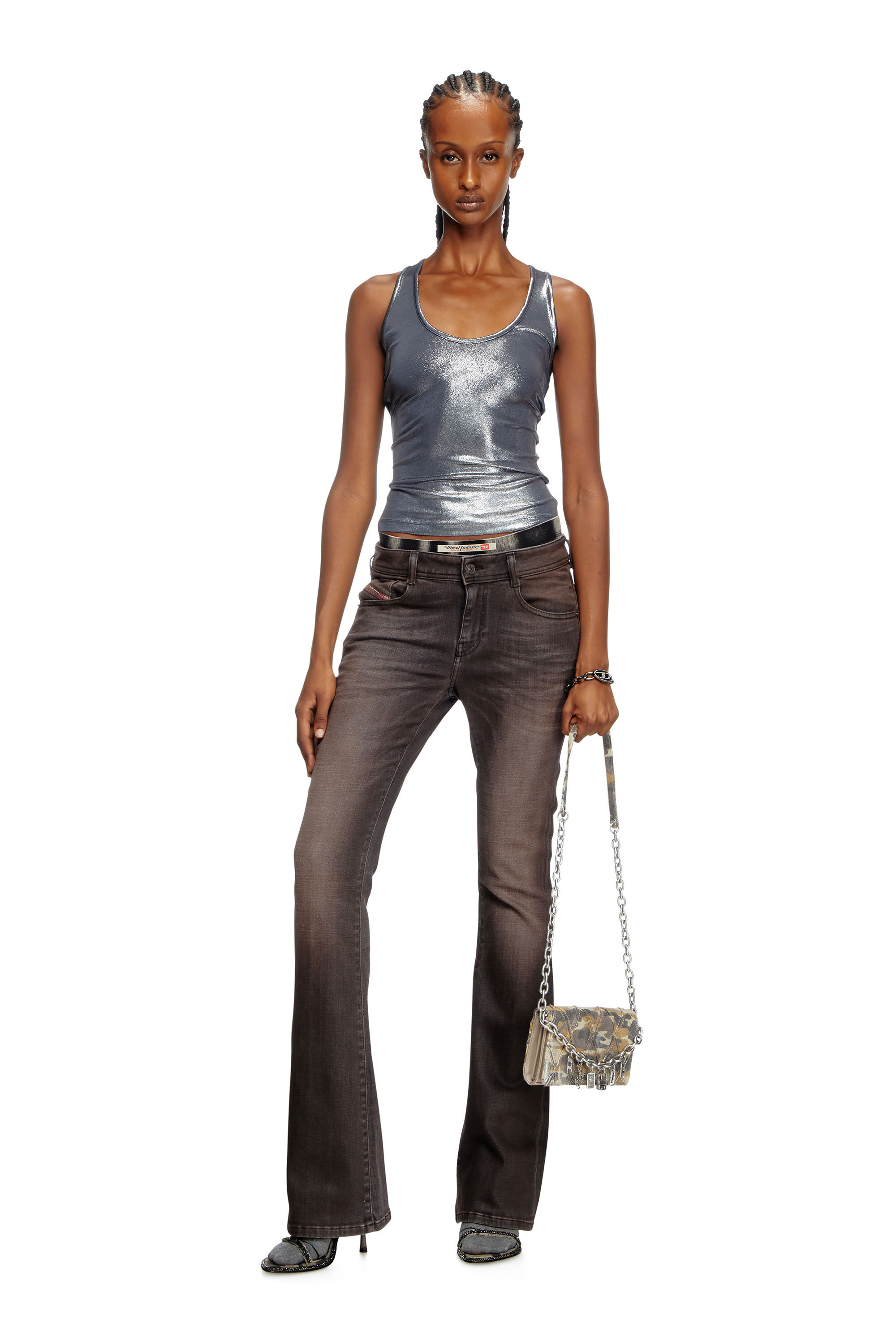 Diesel - T-AMA, Tank top metallizzato Donna in Blu - 1