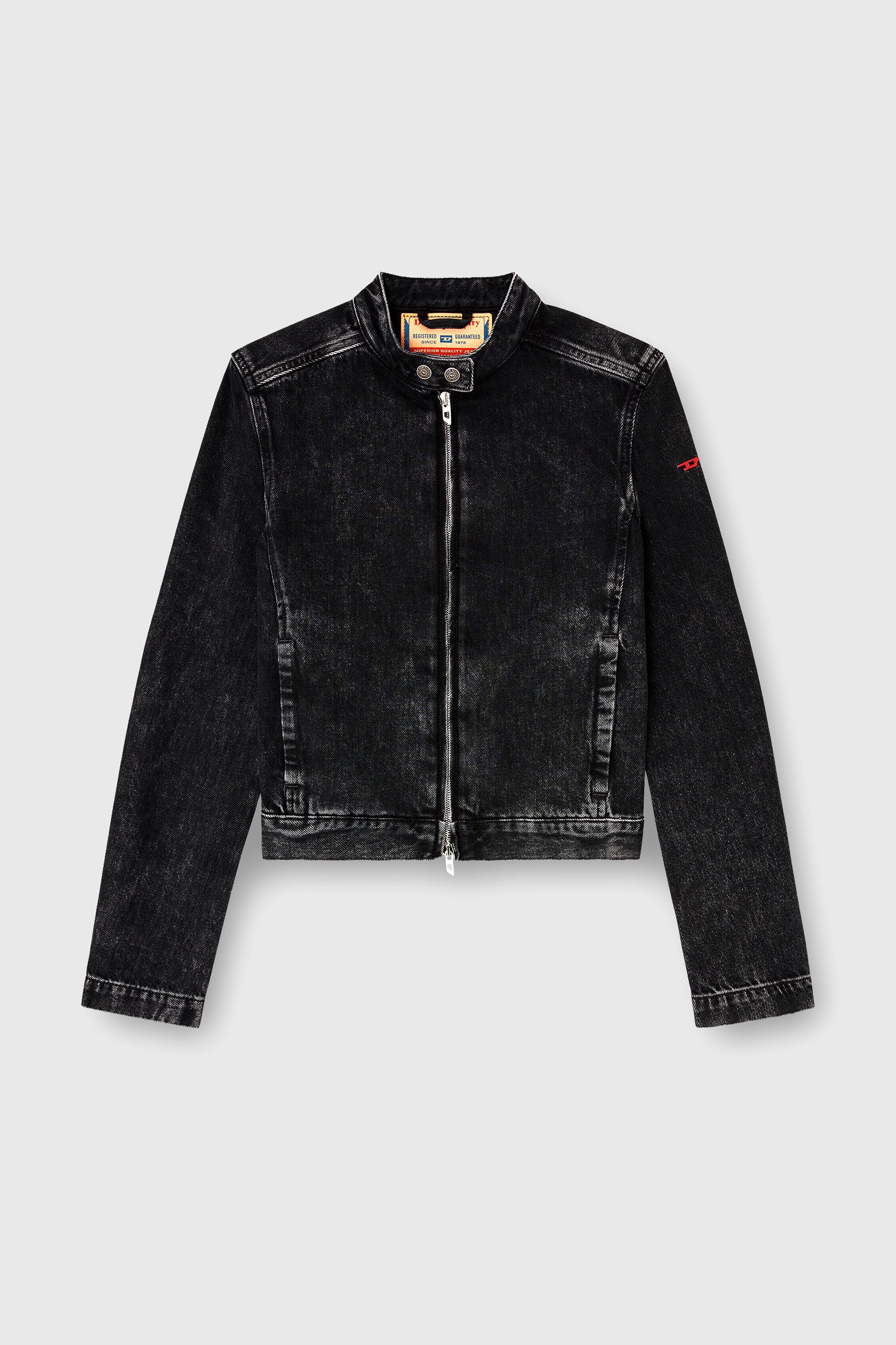 Diesel - DE-MORNIN, Woman's Moto jacket in denim in clean-wash denim in Black - 2