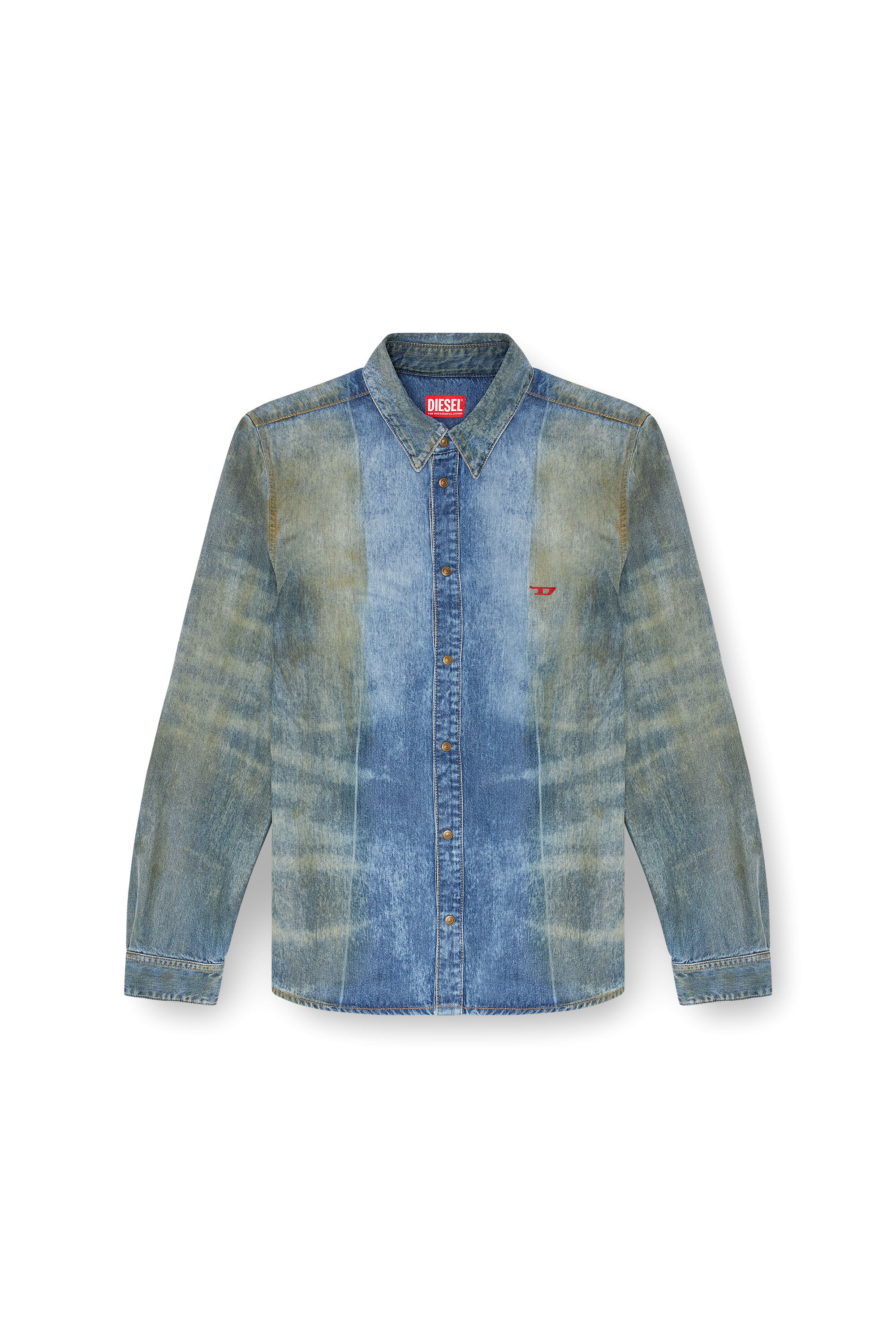 Diesel - D-FITTY-FSF, Camicia in denim con motivo solarizzato Uomo in Blu - 2