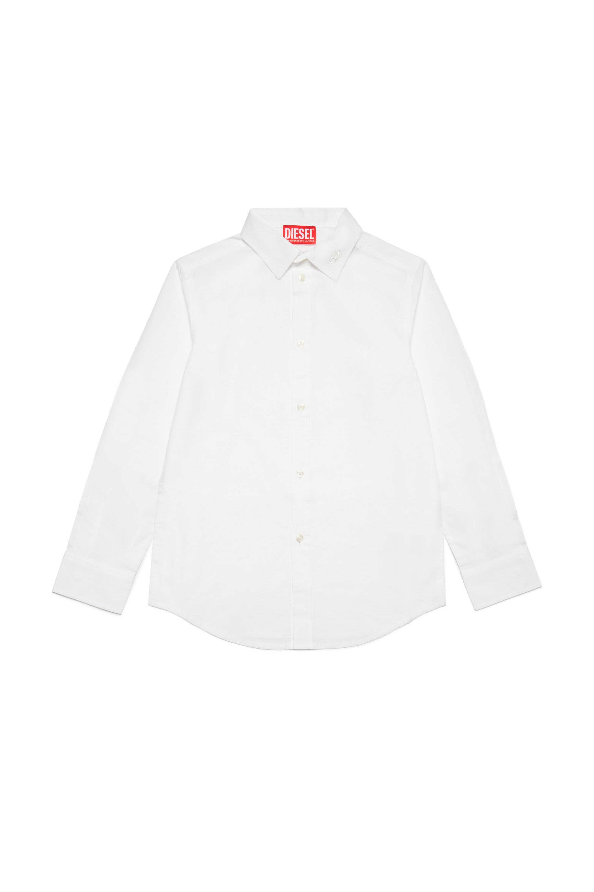 Diesel - CPING, Camicia in popeline di cotone con logo sul colletto Uomo in Bianco - 1