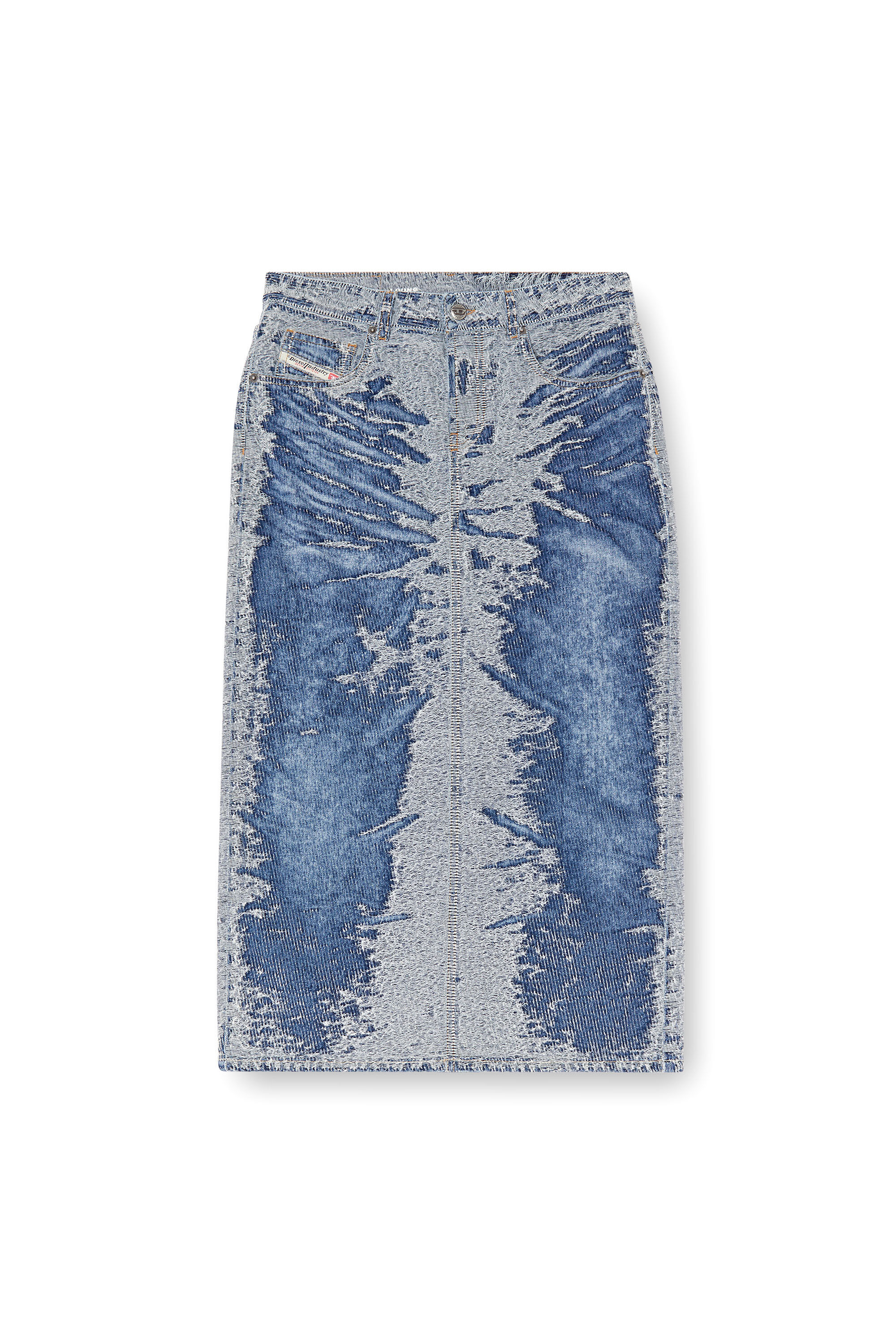 【関税&送料込】Diesel Gonna Midi In Denim Gonna midi in denim jacquard distressed Donna | Blu | Diesel