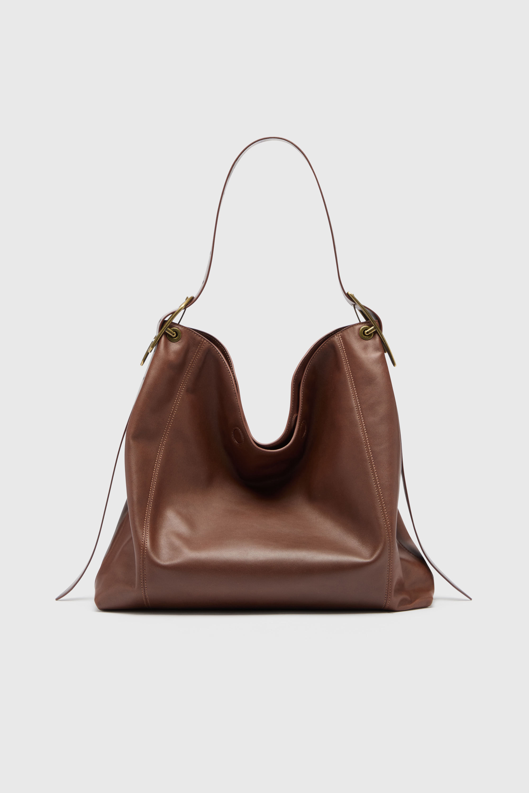 Diesel - D-LINE HOBO L, D-Line Borsa hobo in pelle Donna in Marrone - 1