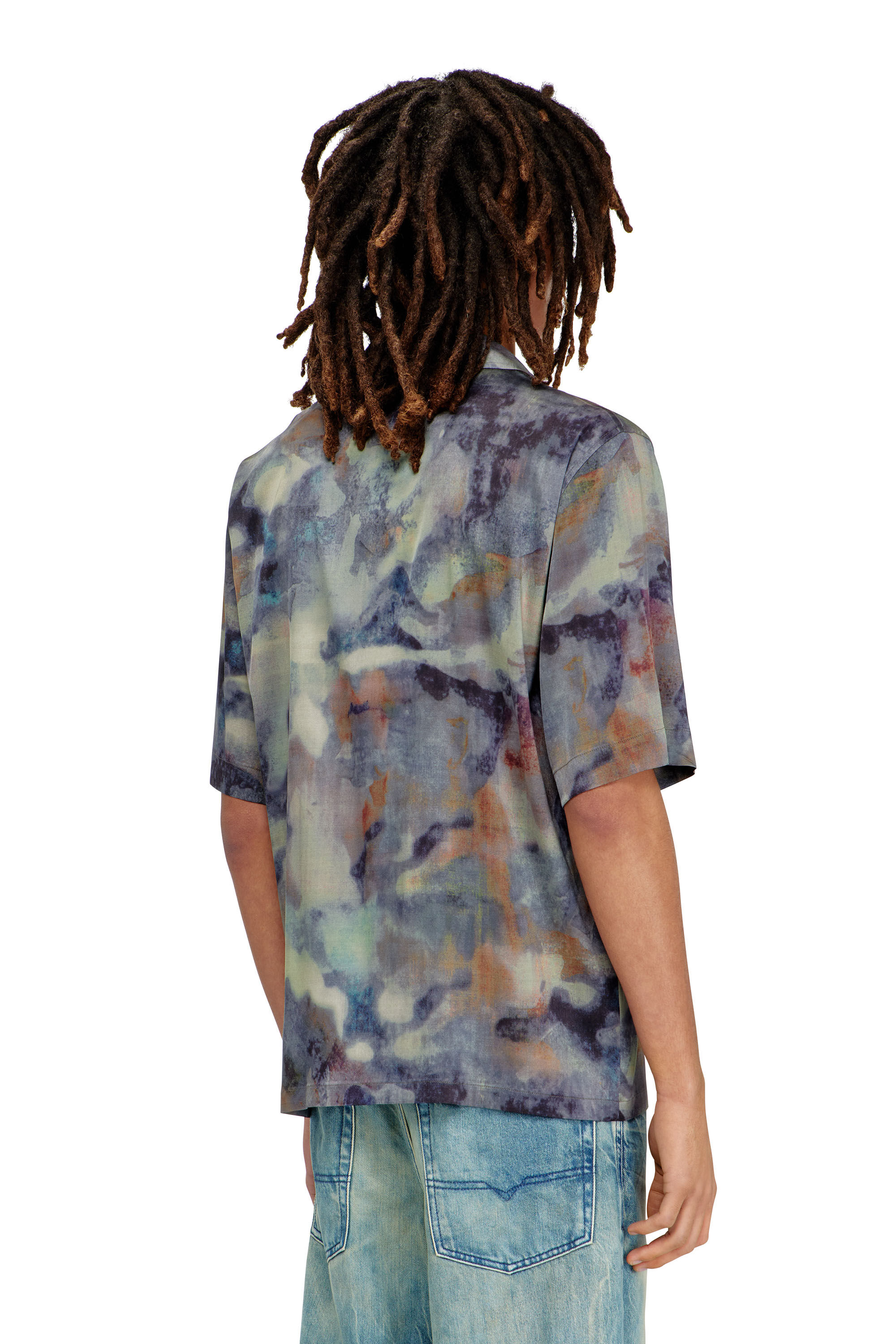 Diesel - S-BRACK-DMBN, Camicia in raso con stampa camouflage su tutta la superficie Uomo in Multicolor - 4