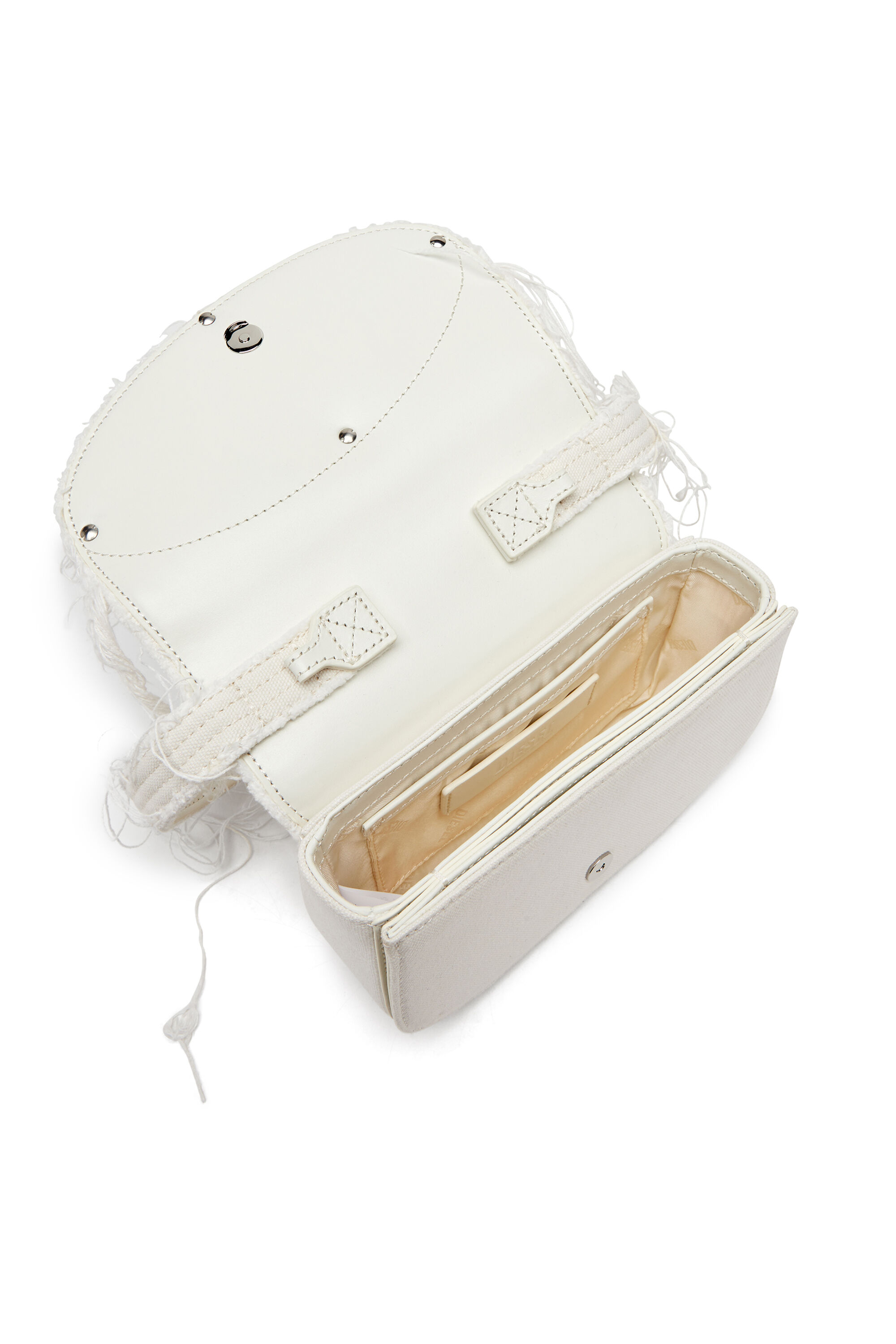 Diesel - 1DR, 1DR-Iconica borsa a spalla in tela e pelle Donna in Bianco - 5