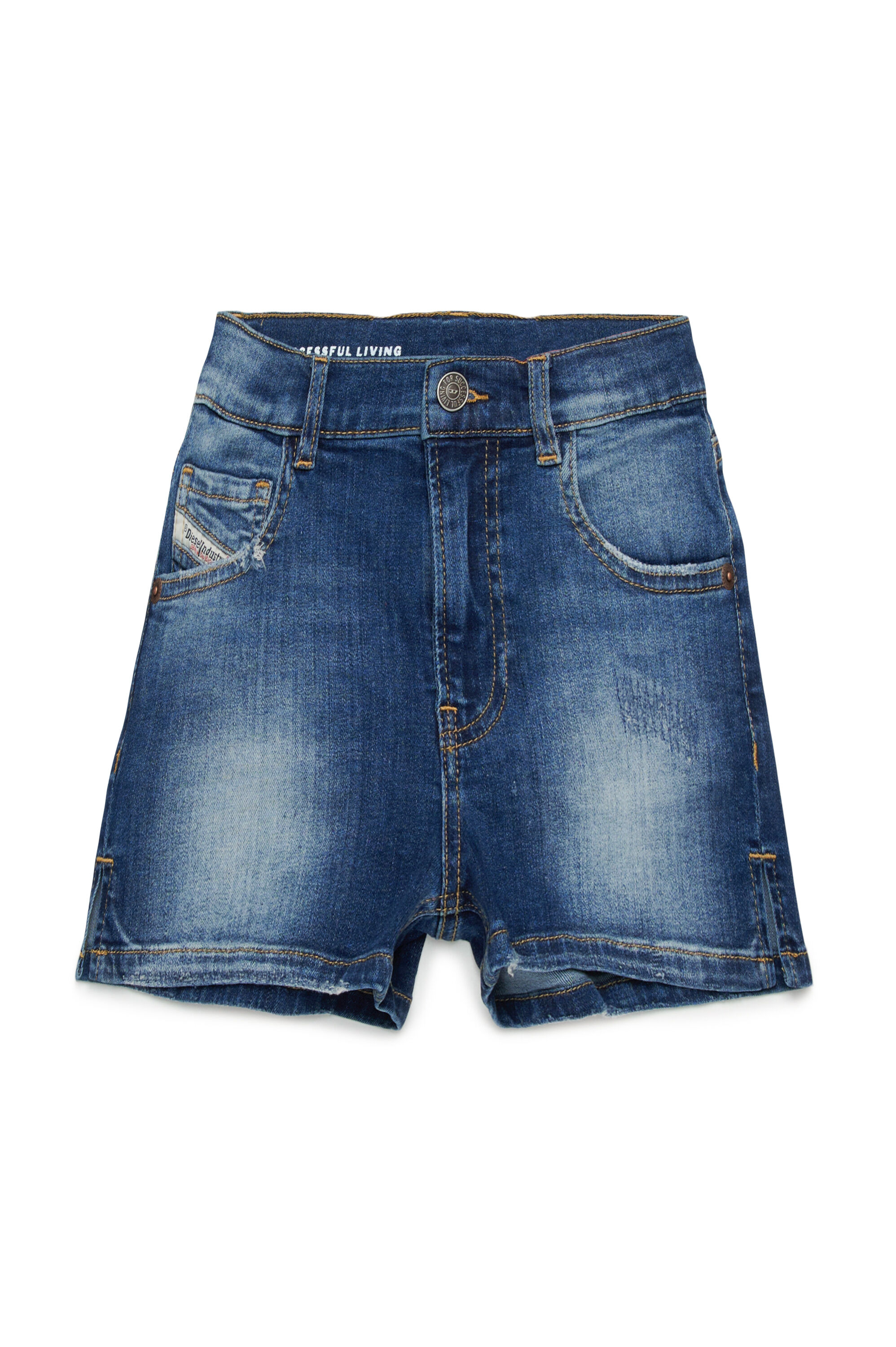 Diesel - PBOYSHORT-S, Shorts in denim rip&repair Donna in Blu - 1