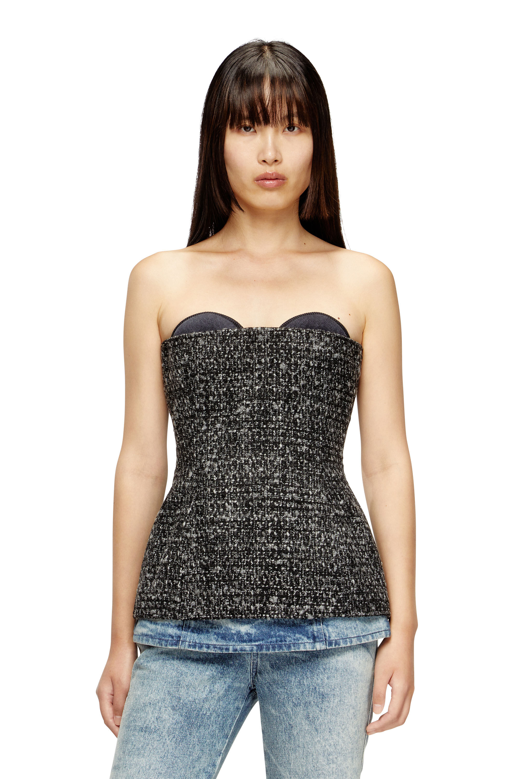 Diesel - T-ORSET, Corsetto bouclé con taglio ultra basso Donna in Nero - 3