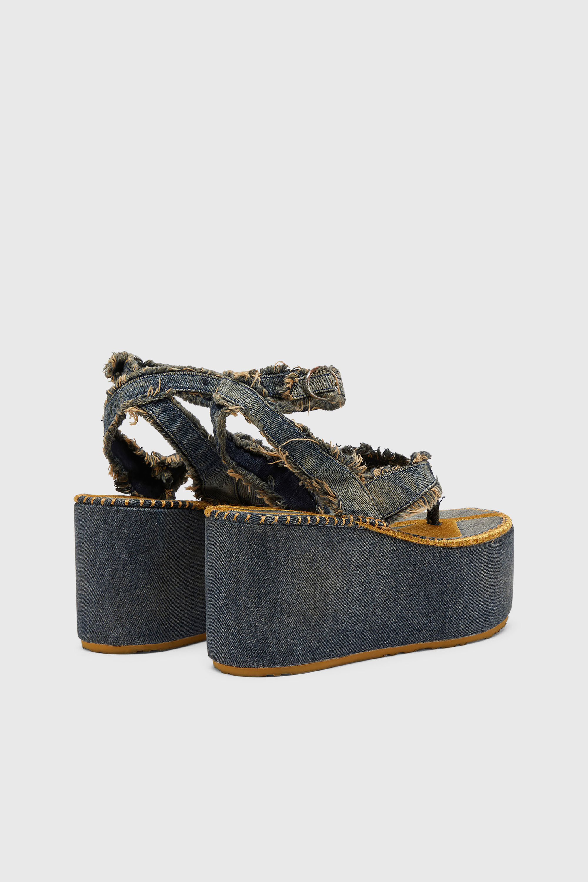 Diesel - SA-NIKOLA SANDAL, Sa-Nikola - Sandali in denim con dettagli sfrangiati Donna in Blu - 3