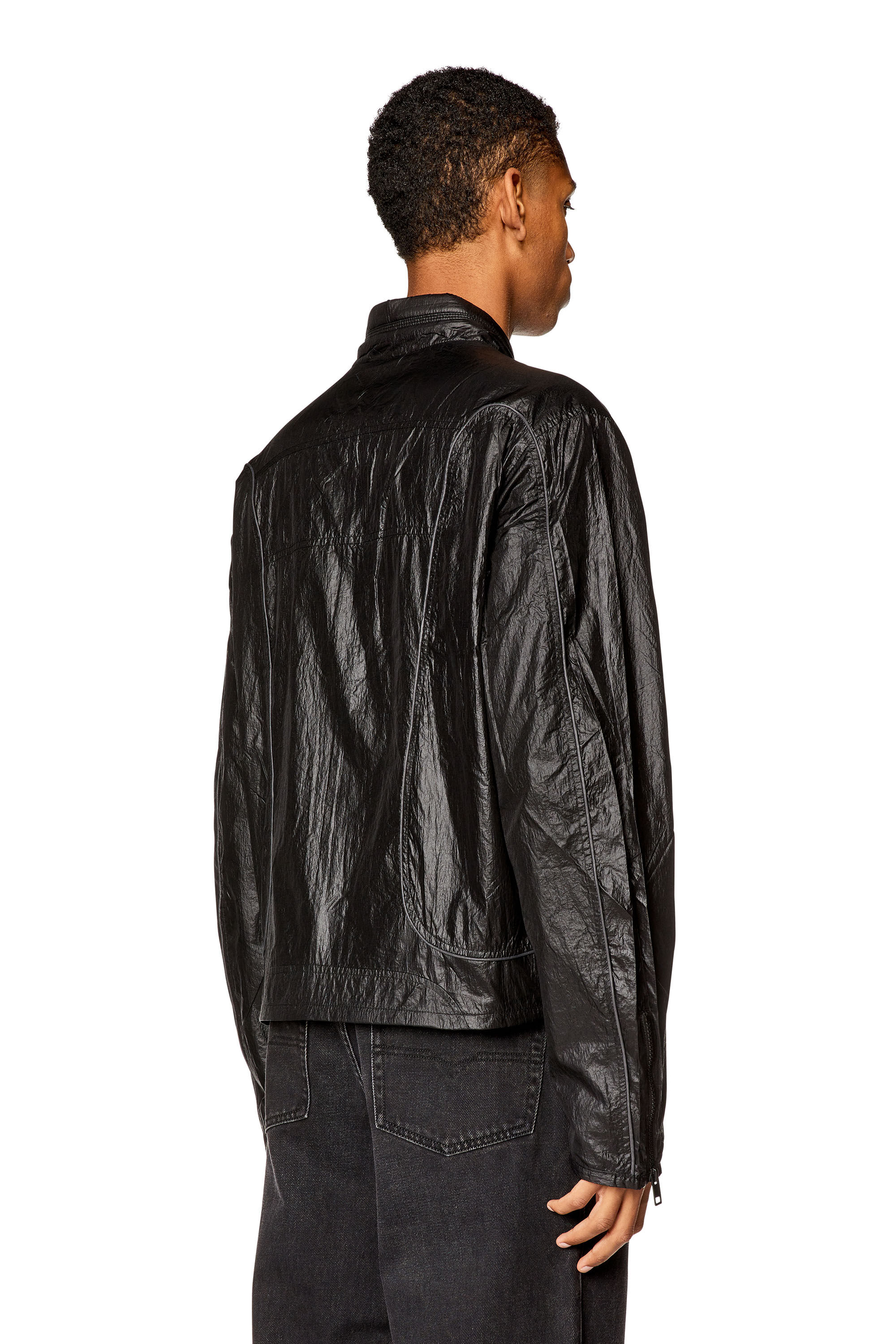 Diesel - J-BLINKID-A, Man Nylon jacket with contrast detailing in Black - Image 4