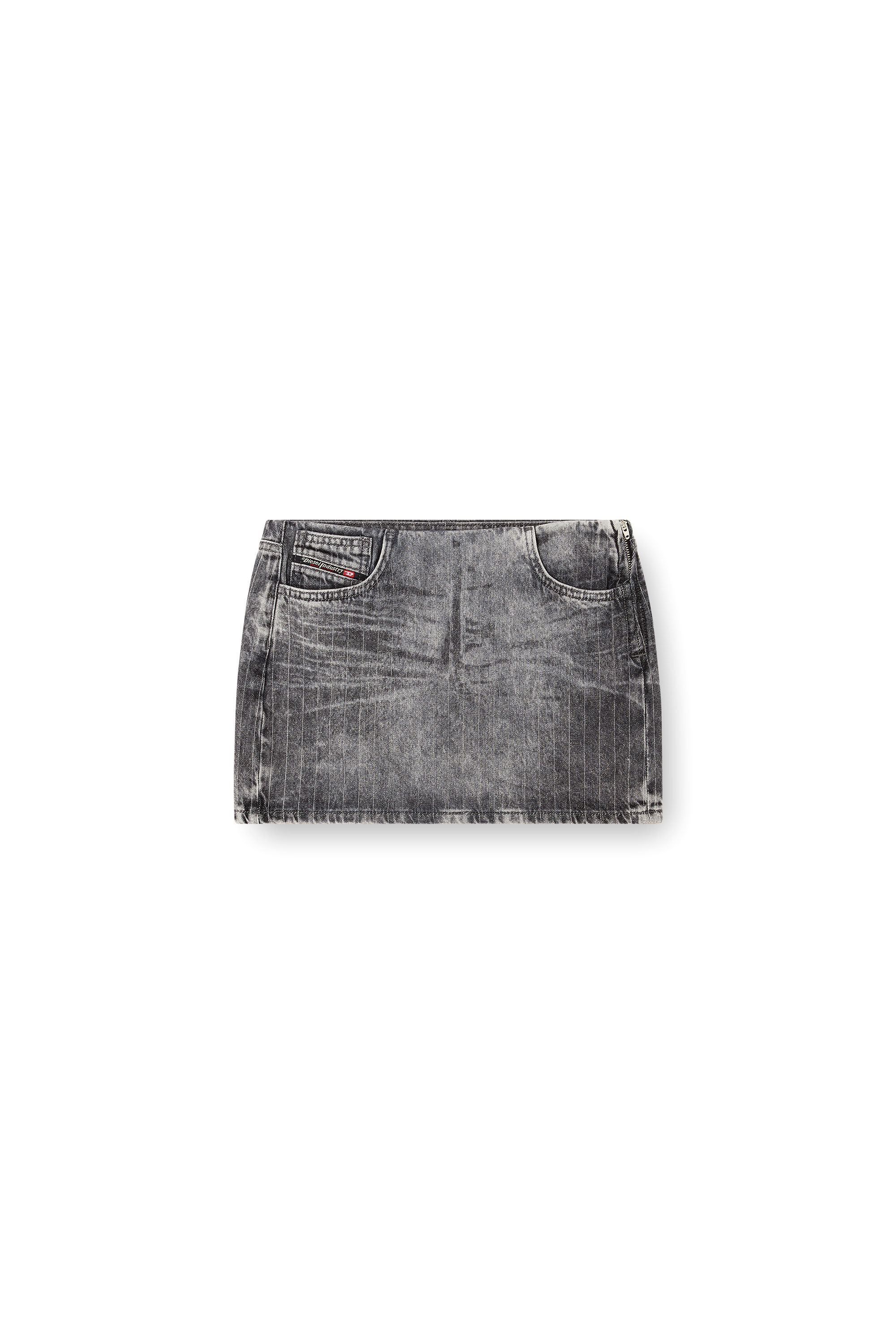 Diesel - DE-PRA-MINI-S3, Minigonna in denim pinstripe Donna in Grigio - 2
