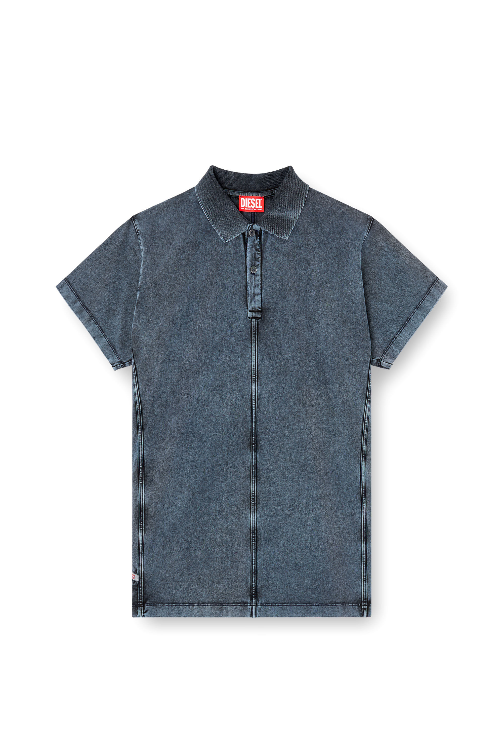 Diesel - T-NOMELY, Polo in jersey effetto denim Uomo in Blu - 4