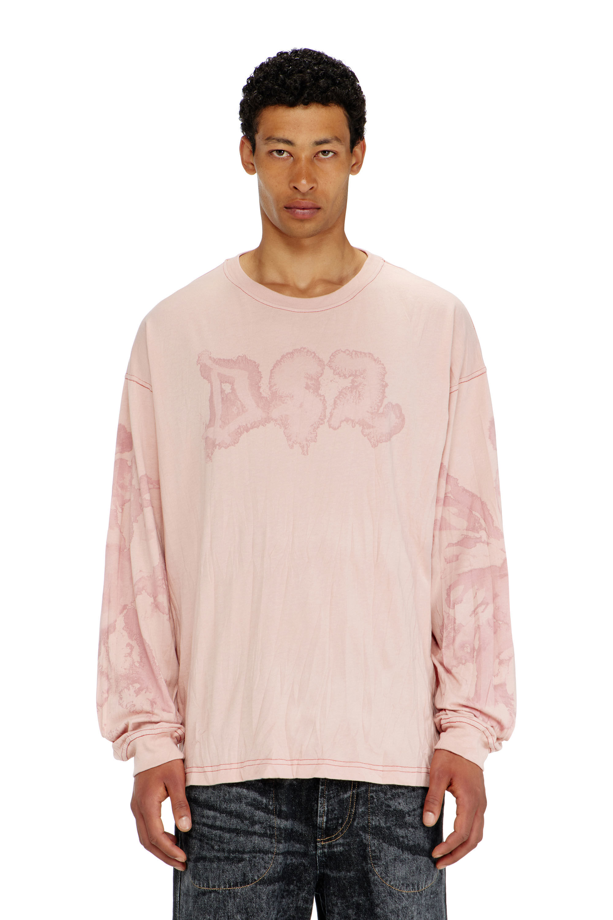 Diesel - T-BOXT-LS-AA4, T-shirt relaxed a manica lunga con stampa macchiata Uomo in ToBeDefined - 2