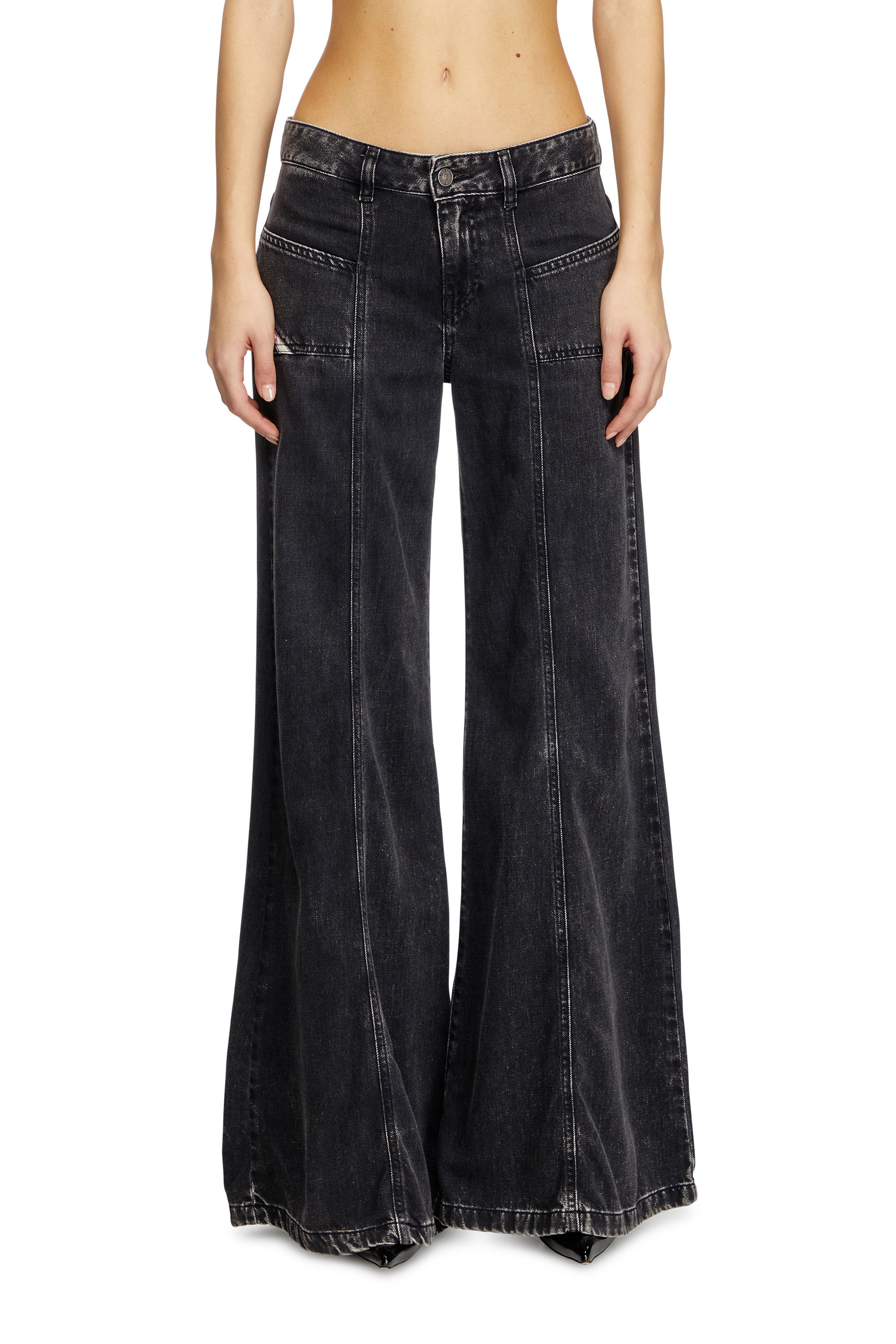 Diesel - Flare Jeans D-Akii 068HN Donna, Nero/Grigio scuro - Image 3