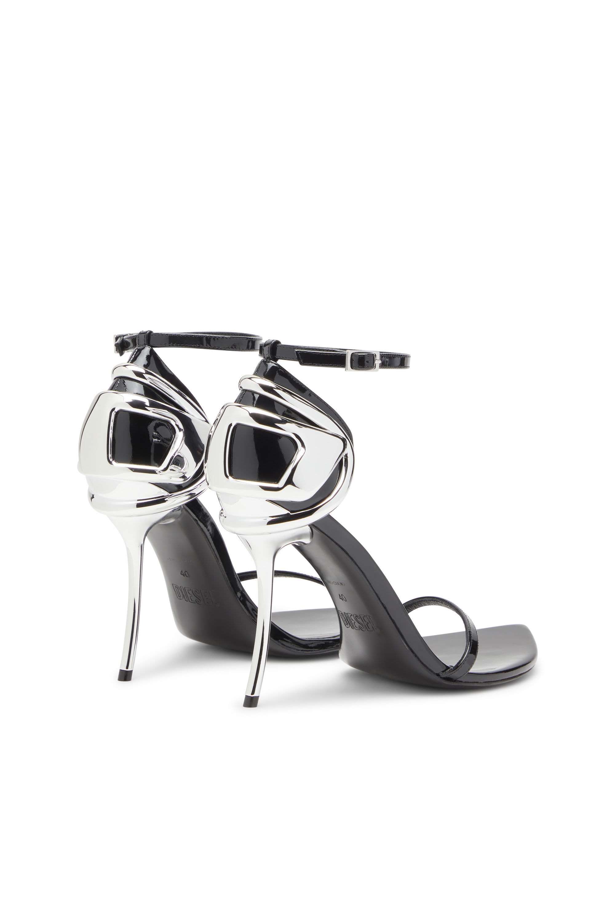 Diesel - D-TEN&HALF SANDAL, D-Ten&Half-Sandalo a stiletto in vernice e raso Donna in Nero - 3