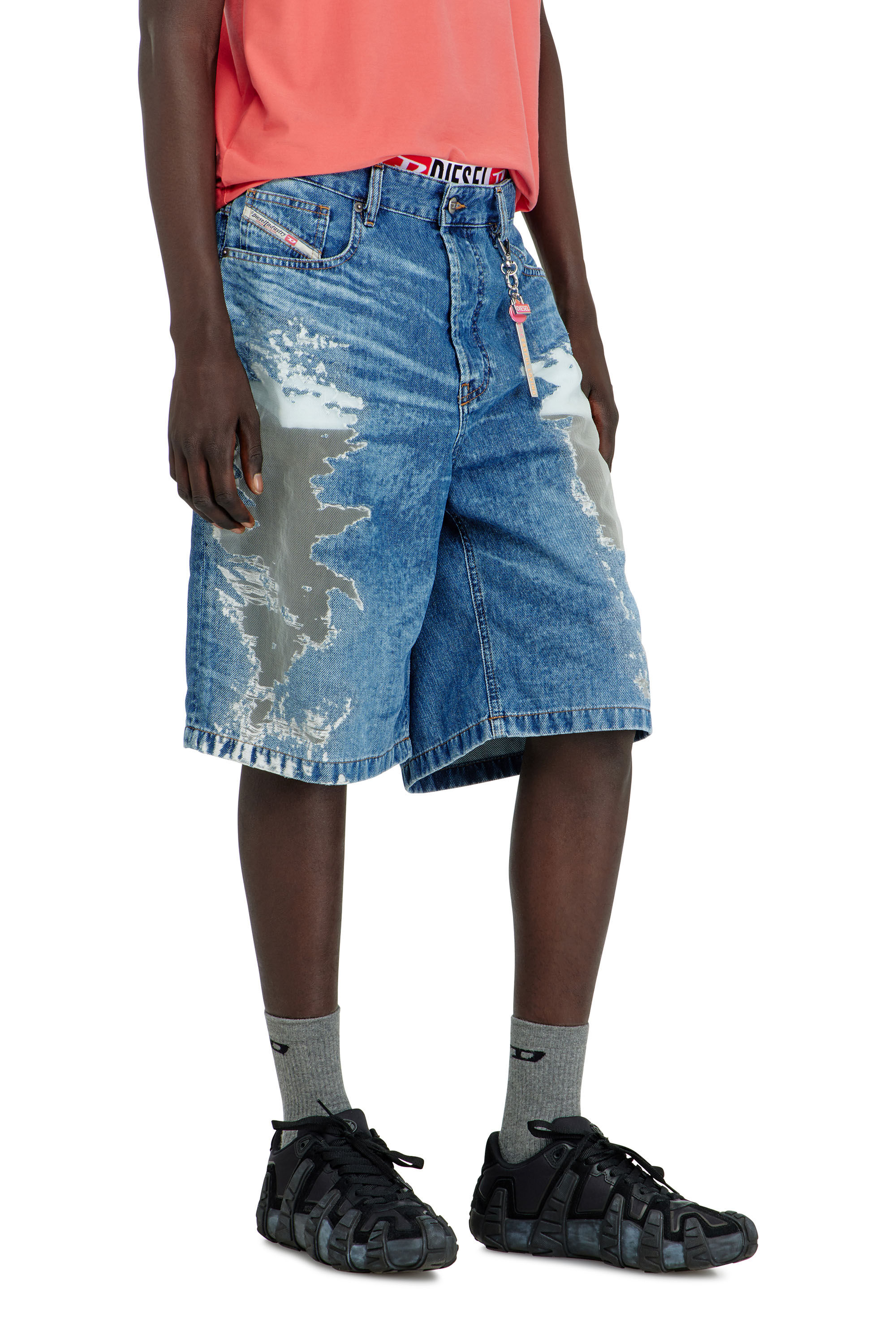 Diesel - PR-DE-SIRE-SHORT, Pantaloni corti in denim devor&eacute; Unisex in Blu - 7