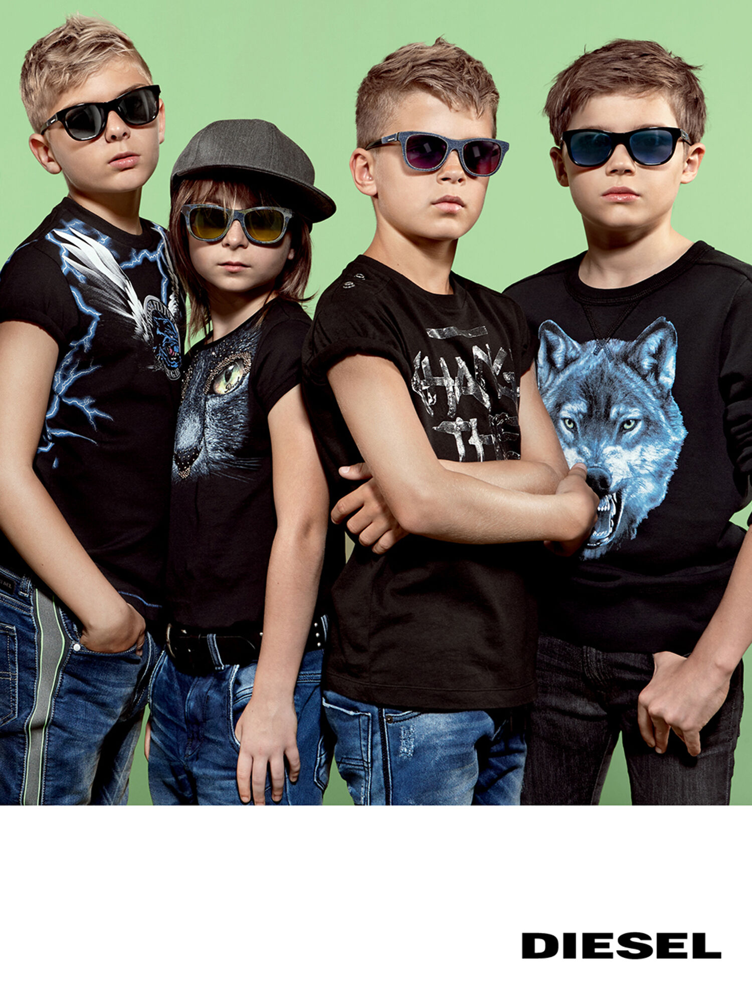 Diesel - DM0200, Occhiali da bambino con inserto in denim Unisex in Nero - 5