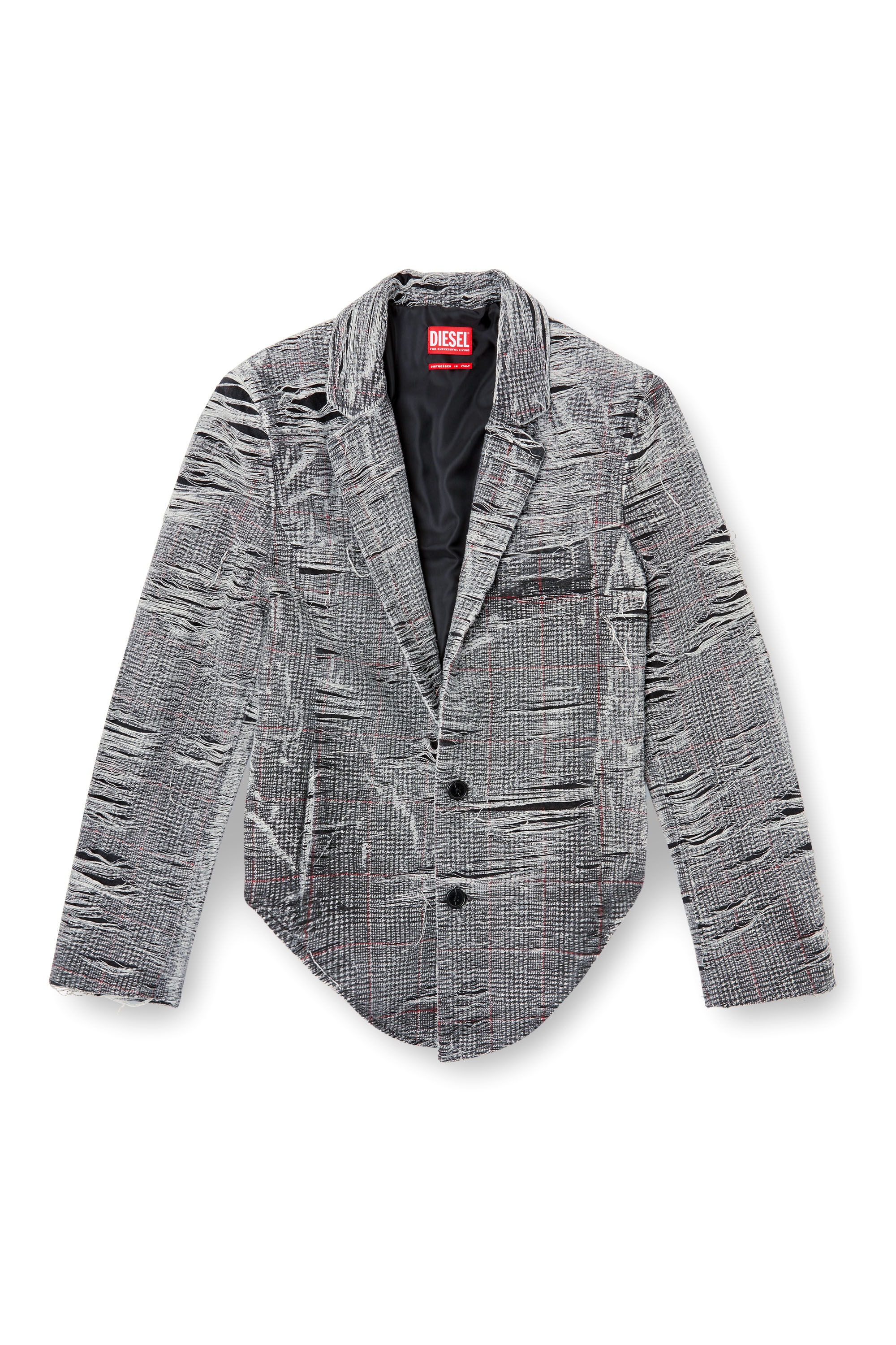 Diesel - DE-PHONIX-FSG, Blazer in denim distressed Principe di Galles Donna in Grigio - 2