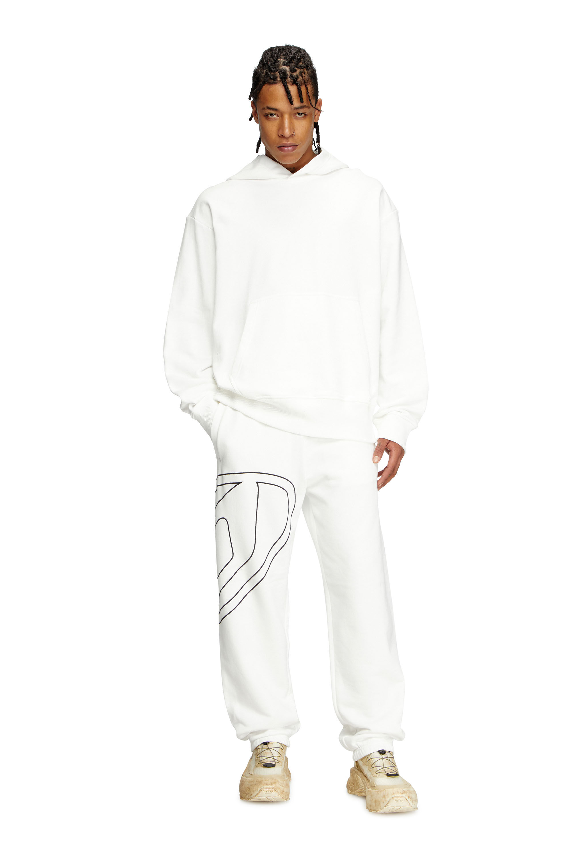 Diesel - P-MARKY-MEGOVAL-D, Pantaloni sportivi con maxi logo oval D Uomo in Bianco - 1